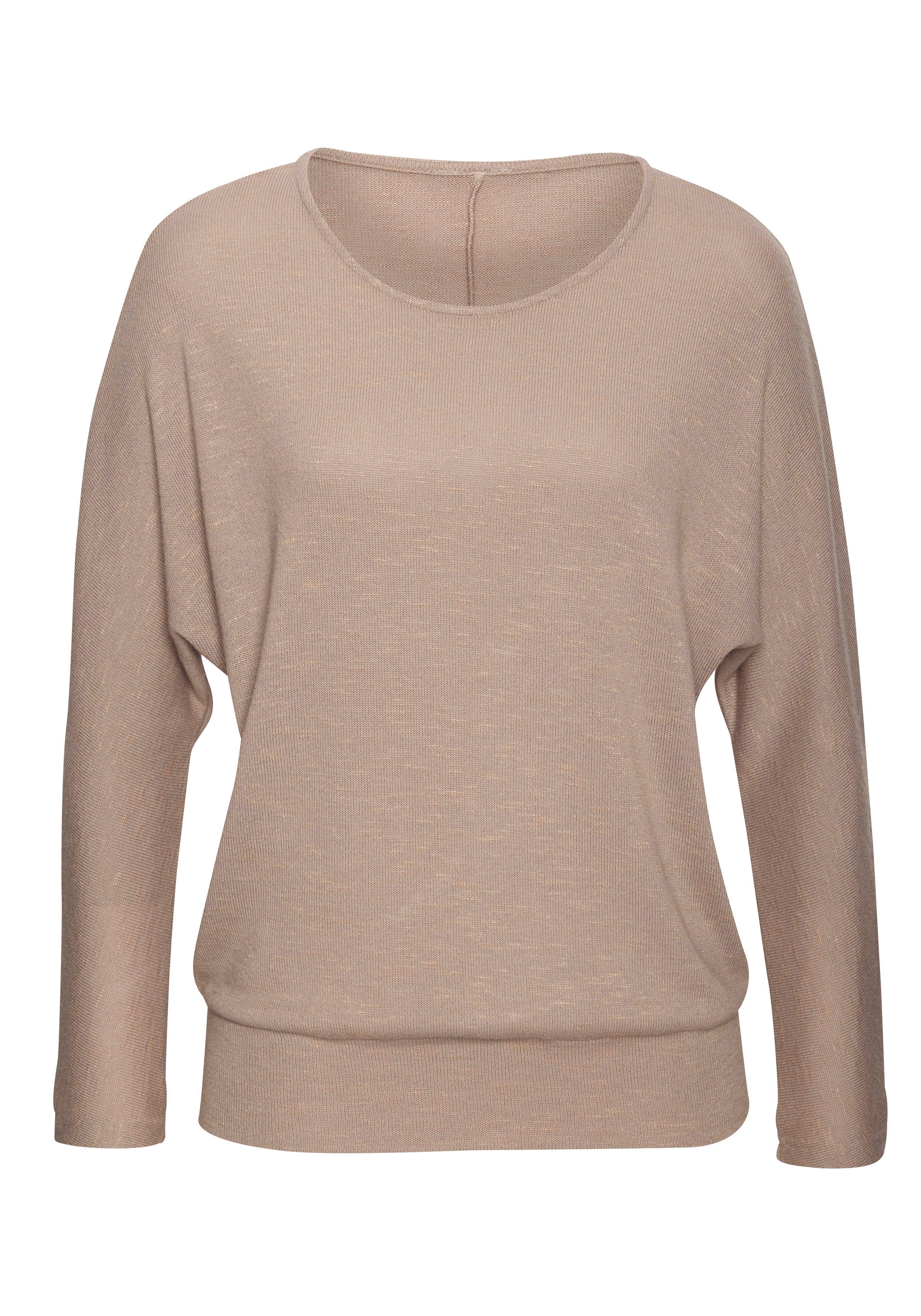 Vivance Shirt met lange mouwen Met brede tailleband van gestructureerd fijn breiwerk met viscose