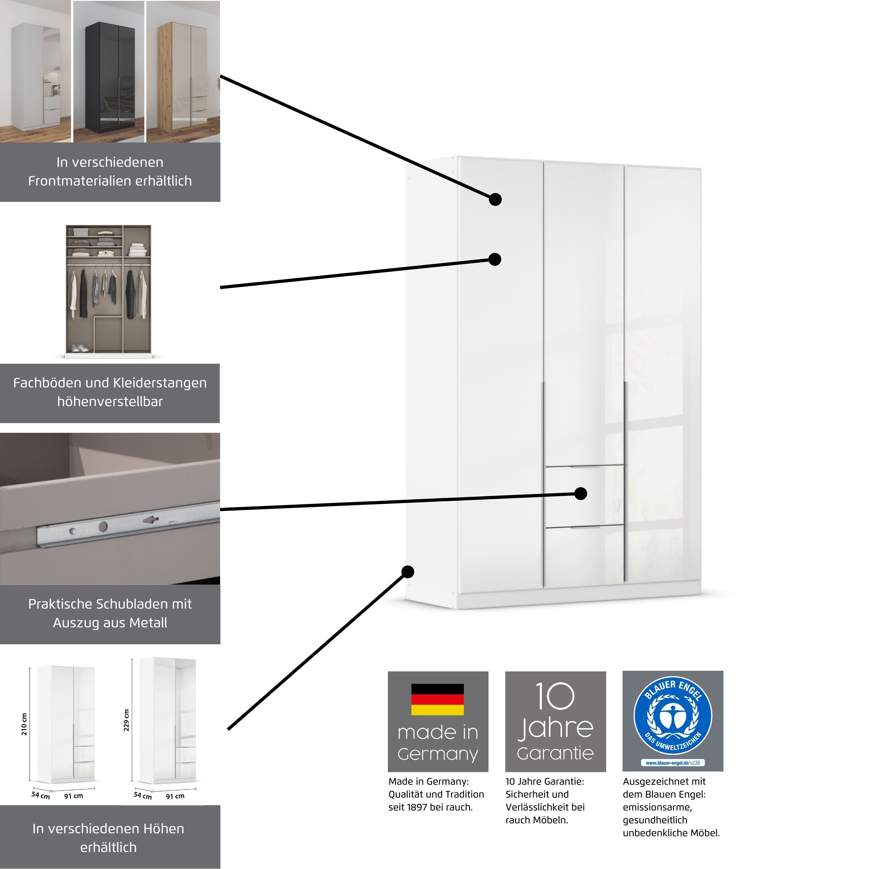 rauch Draaideurkast Kledingkast kast garderobe AGORDO met decor- of hoogglansfront