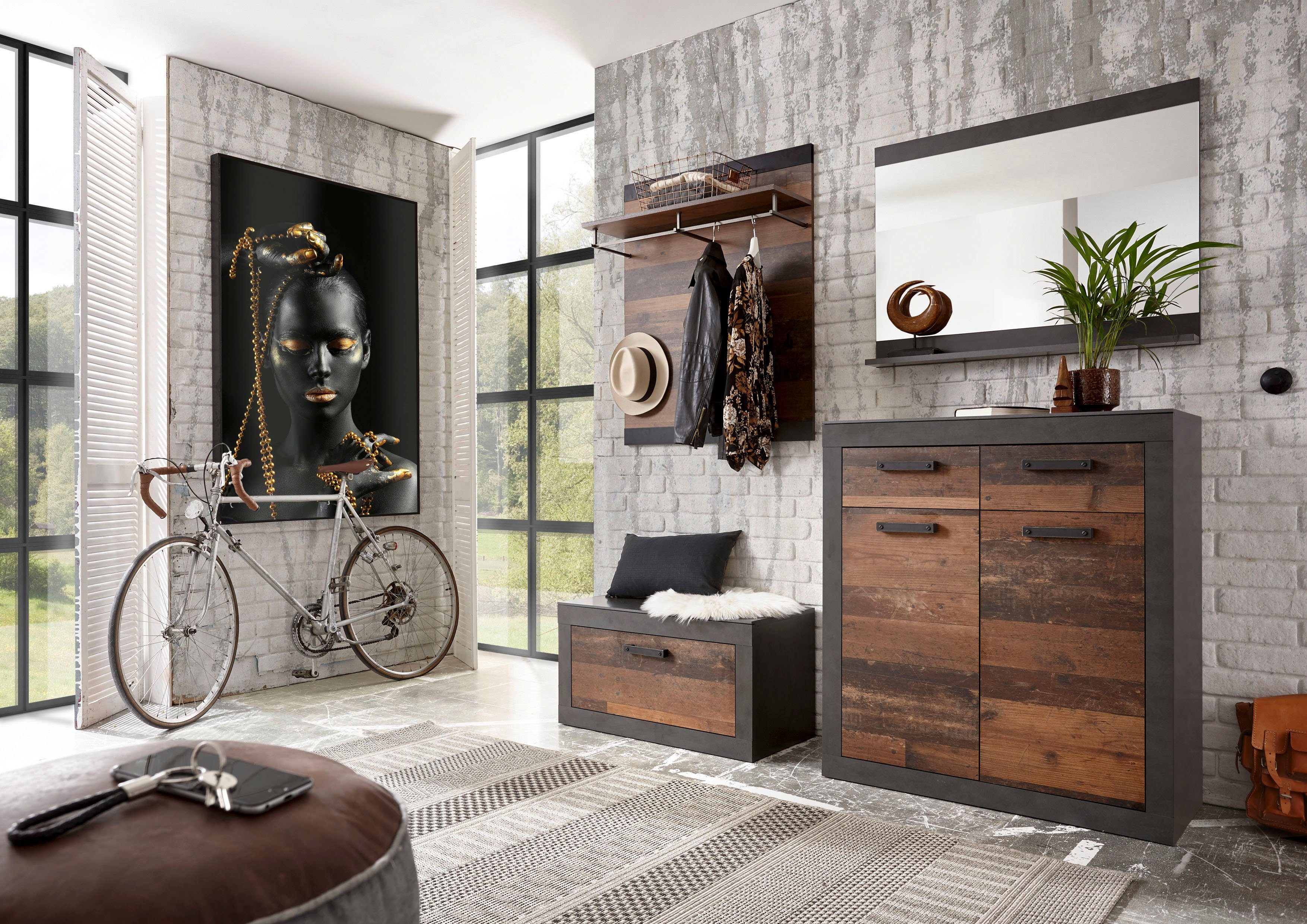 Home affaire Halmeubelset Brooklyn in een decoratieve frame-look (complete set, 4-delig)