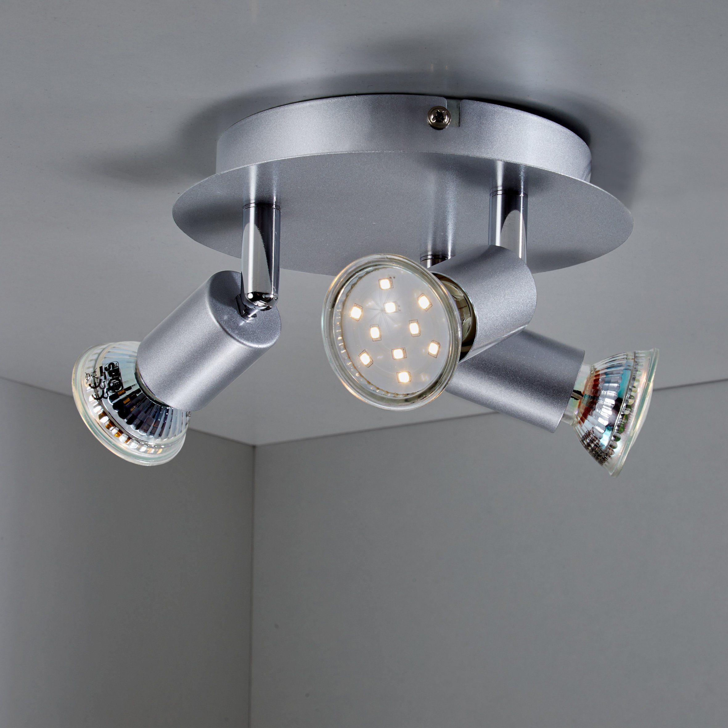 B.K.Licht Ledplafondspots Lunis 3 LED plafondlamp draaibaar, incl. 3W GU10 250LM GU10 warmwit