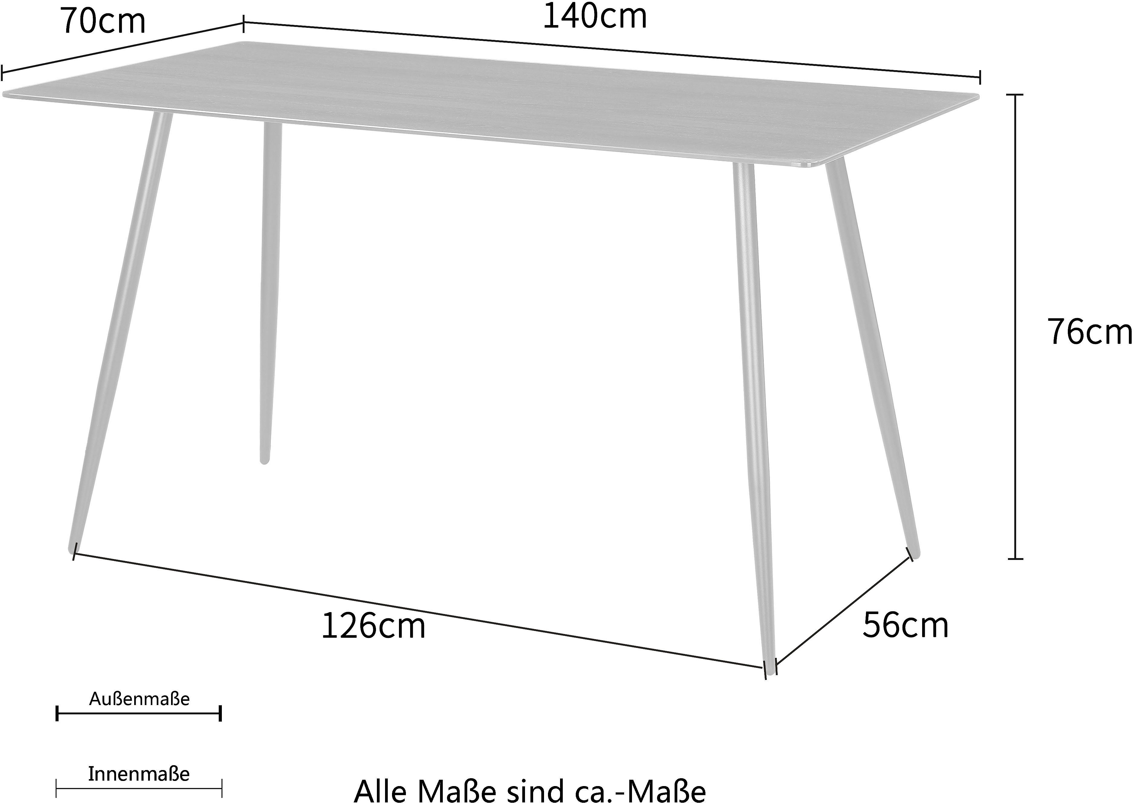 Home affaire Eettafel Turah, TOPSELLER! met glazen blad in houtlook, tijdloos ontwerp, onderhoudsvriendelijk