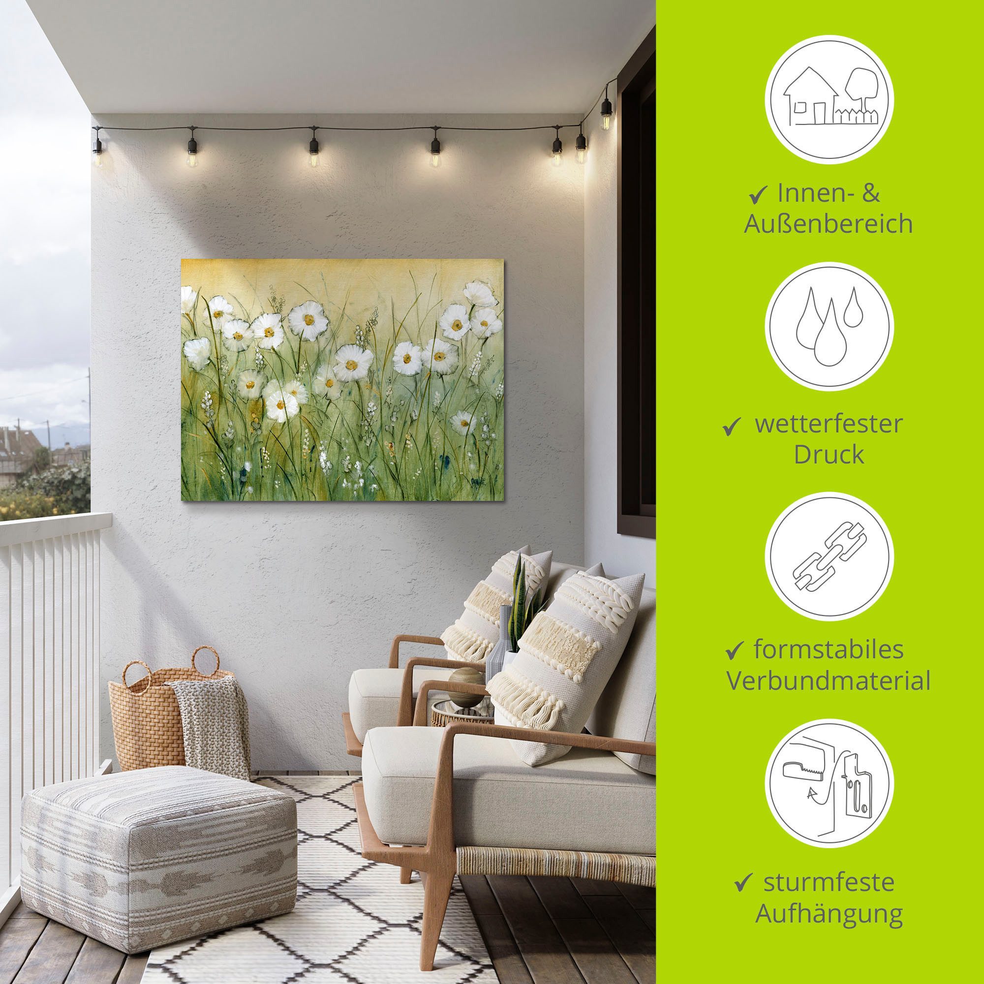 Artland Artprint Voorjaar met madeliefjes II als artprint van aluminium, artprint voor buiten, artprint op linnen, poster, muursticker
