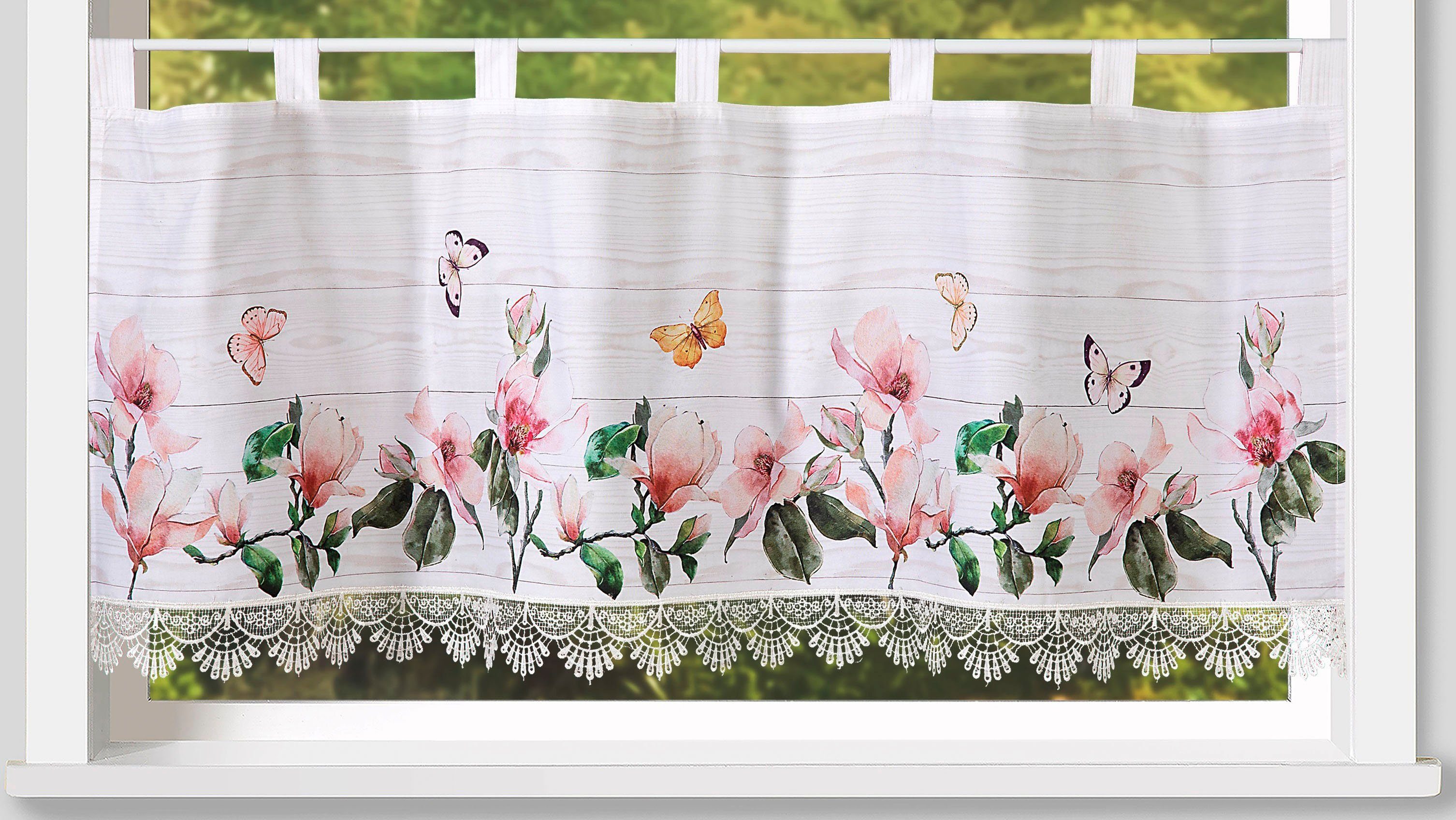 Weckbrodt Valletje Thalia Bistro, microsatin, macramé-bies, HxB 45x120cm, gordijn, store (1 stuk)