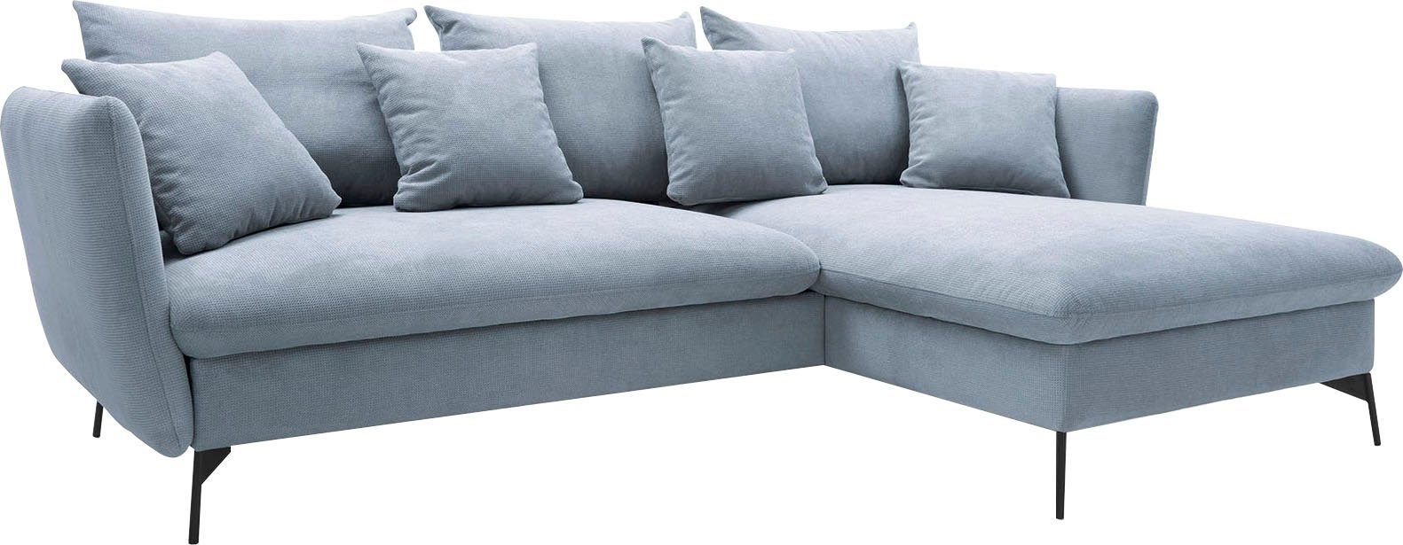 andas Hoekbank LIVORNO,258 cm, L-model, Slaapfunctie en bedlade (139/224 cm), fluweel, structuur, geweven stof