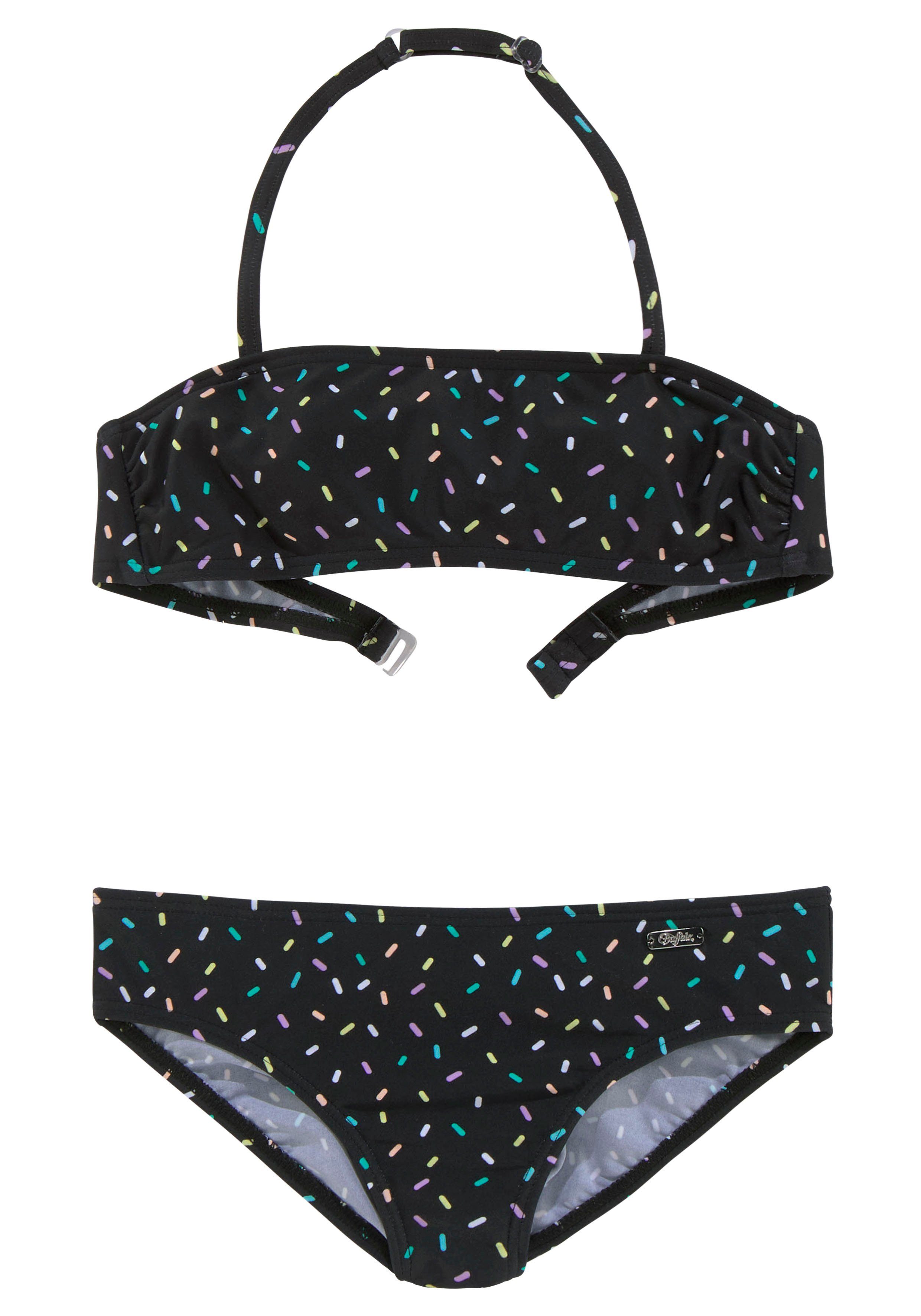 Buffalo Bandeaubikini Candy Kids met strooisel-print meisjes bikini's maat 158/164 zwart