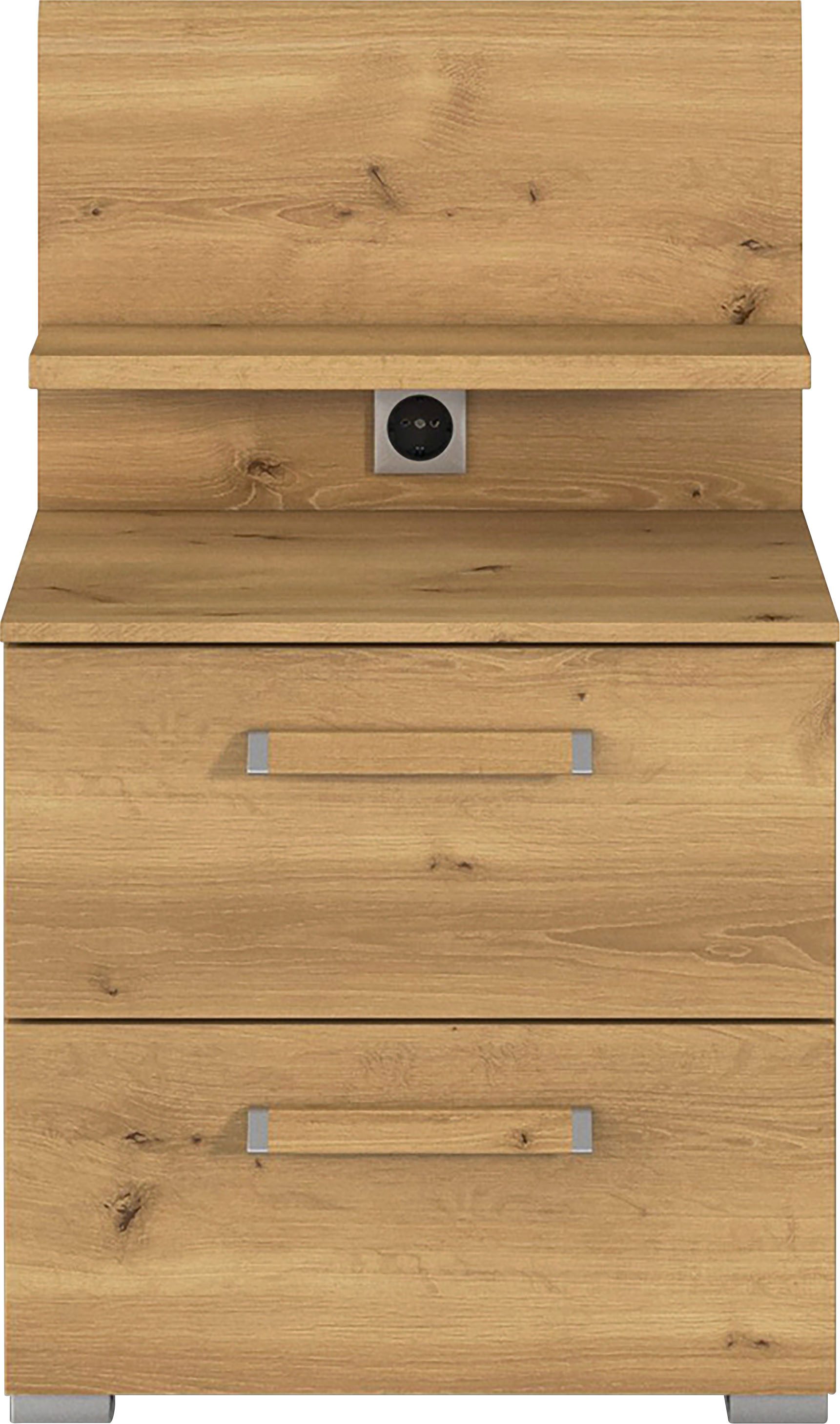 rauch Nachtkastje Nachtconsole Commode EVELYN in elegante stijl 2 ladenpaneel met stopcontact made in germany