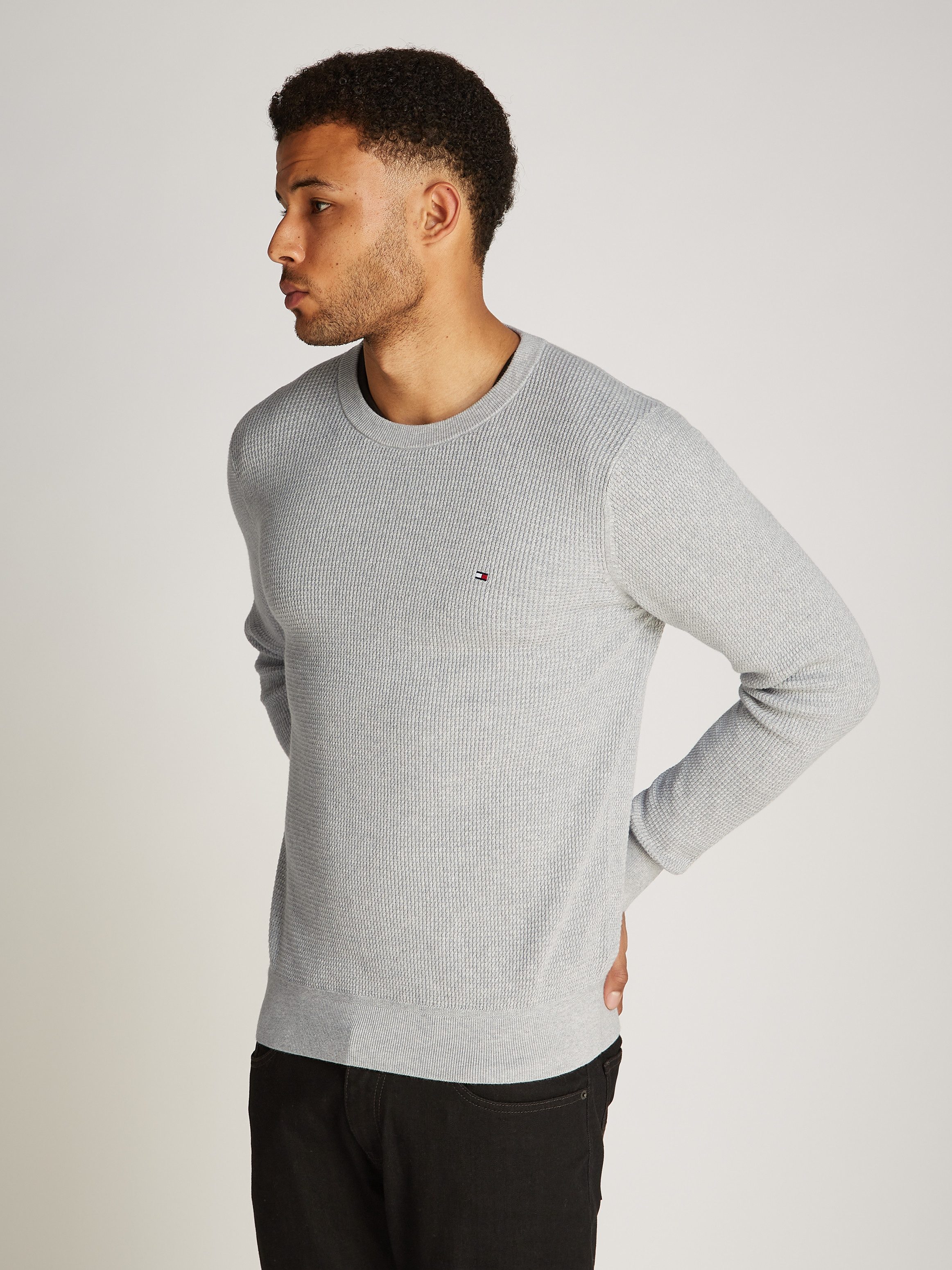 Tommy Hilfiger Trui met ronde hals REFINED STRUCTURE CREW NK heren pullovers maat XXXL grijs