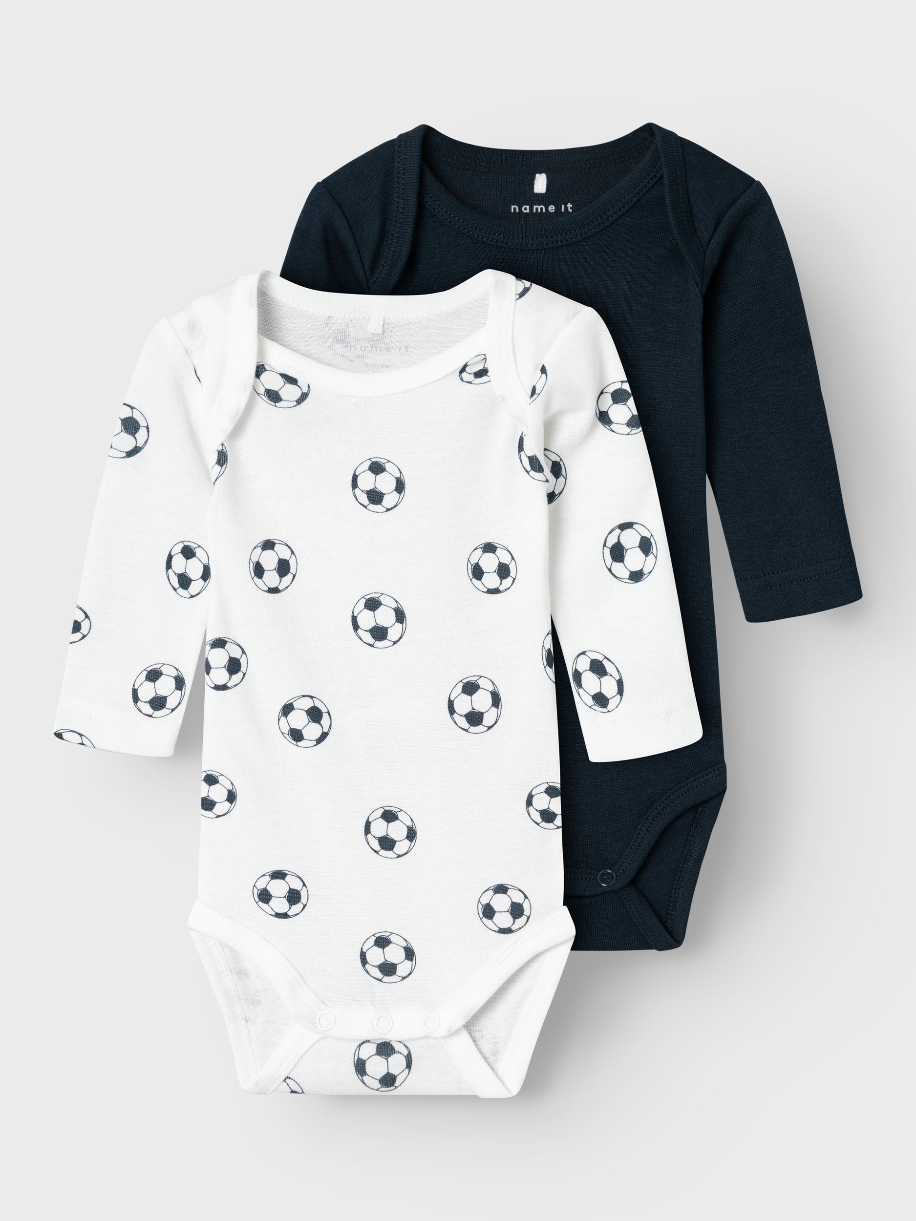 Name it BABY romper NBMBODY set van 2 wit zwart Jongens Katoen Ronde hals 62