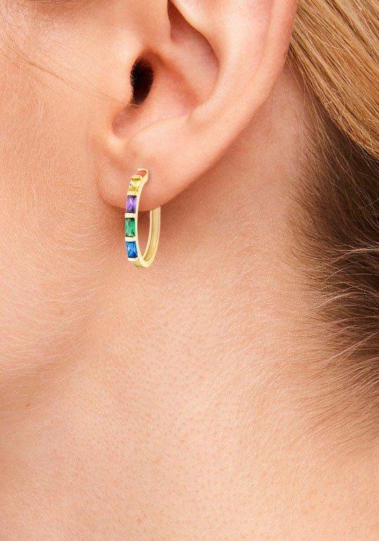 s.Oliver Paar creolen Regenbogen, 2035503 met zirkoon (synthetisch)