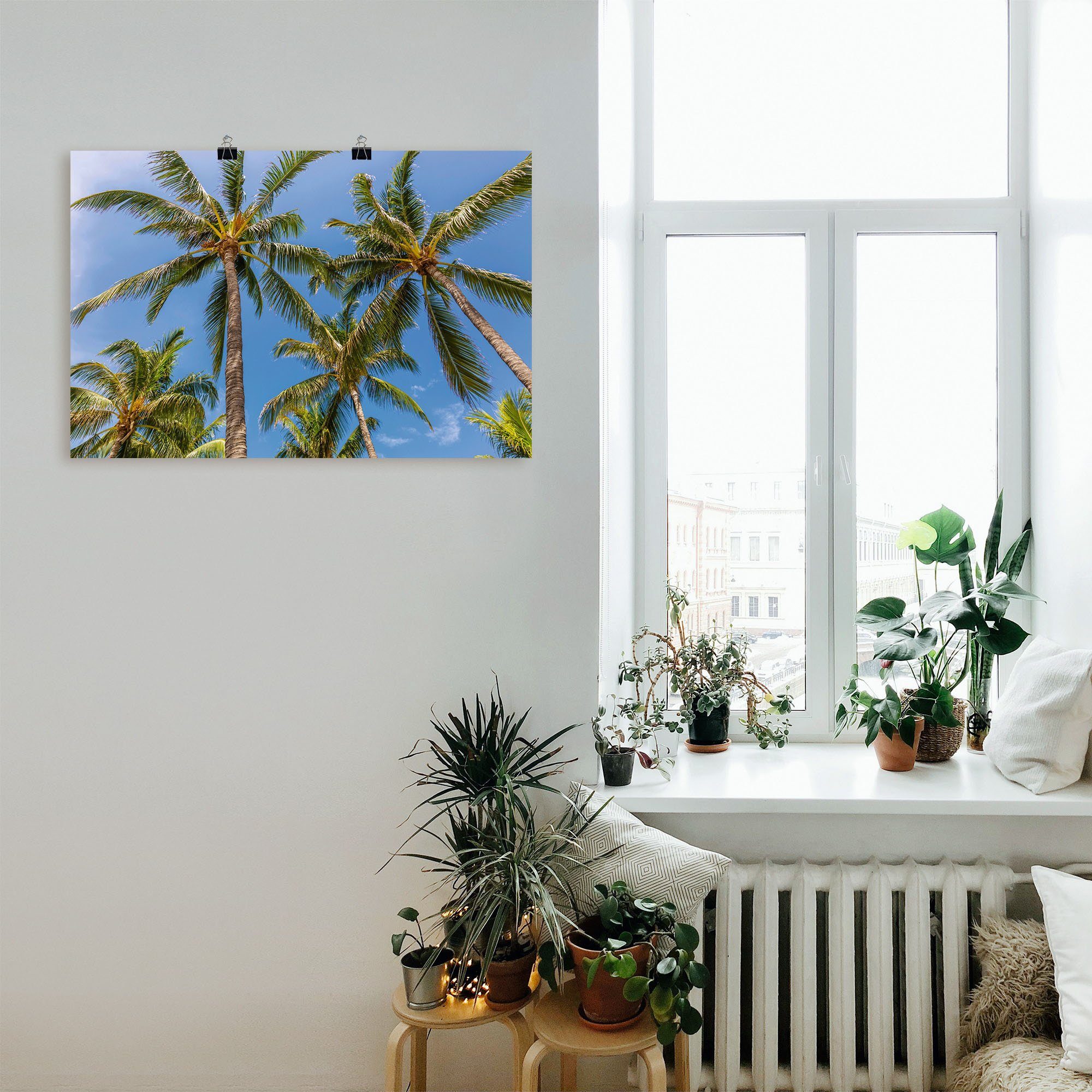 Artland Artprint Palmbomen op het strand als aluminiumfoto, buitenfoto in verschillende maten