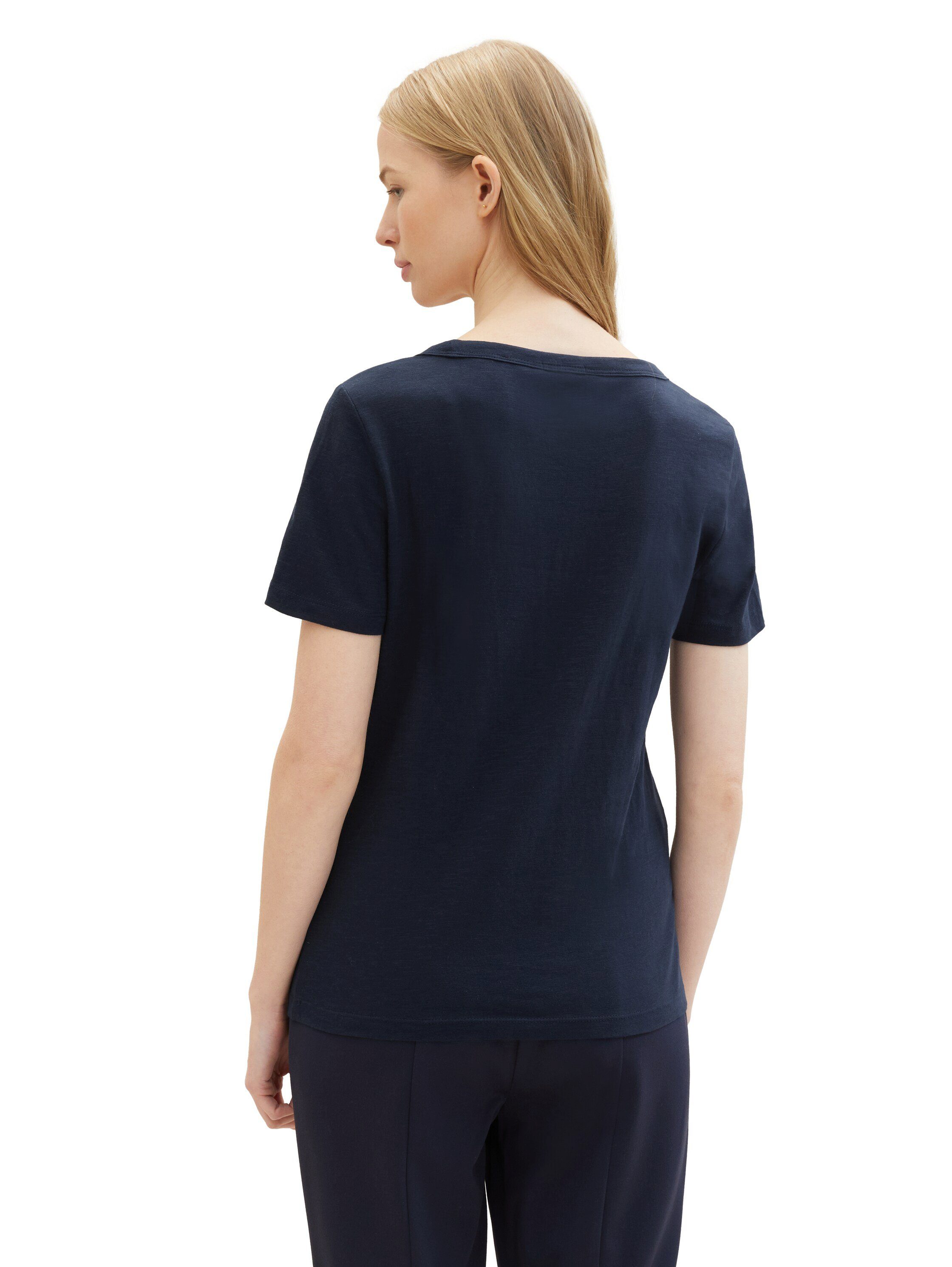 Tom Tailor Shirt met V-hals in gemêleerde look