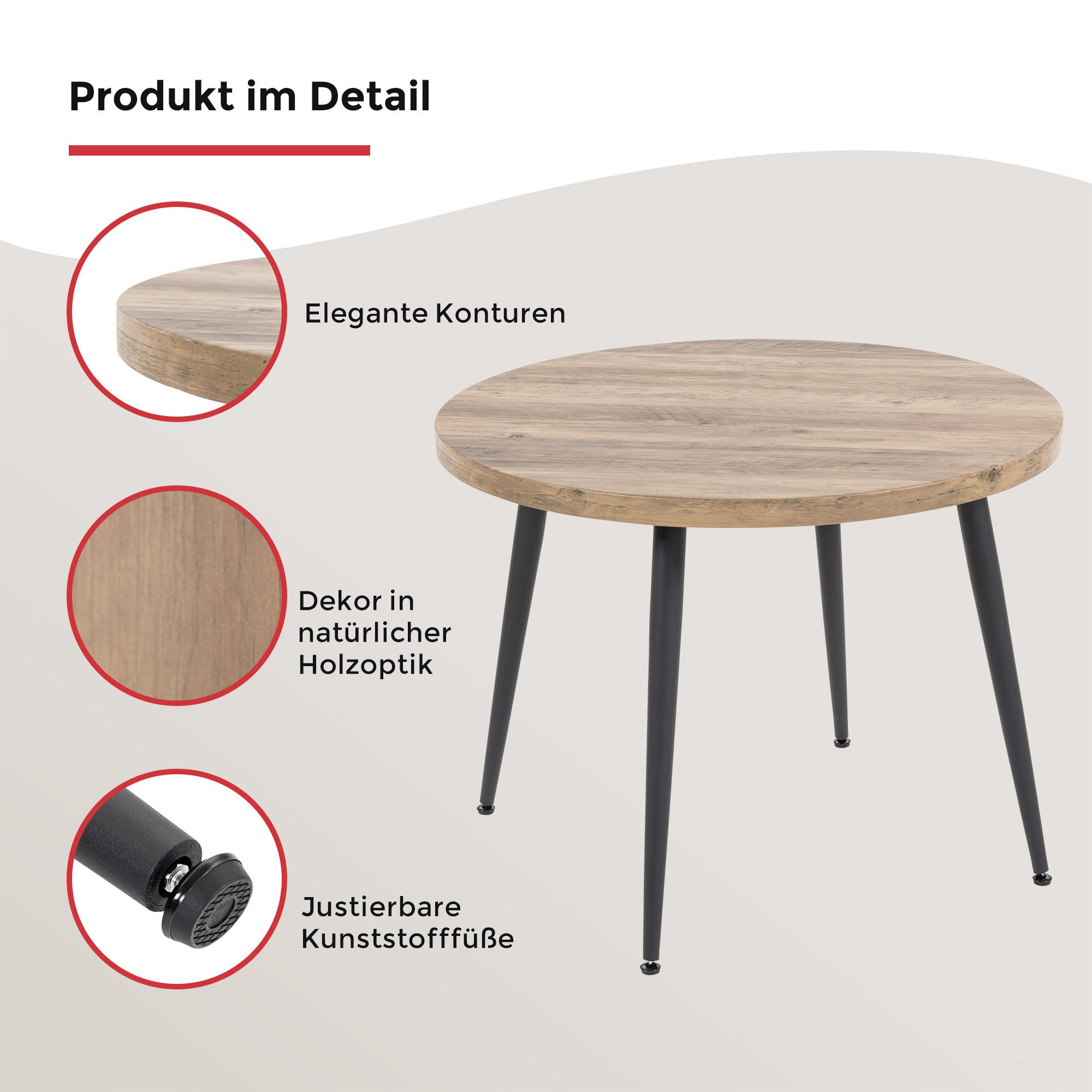 Duo Collection Eettafel Marla tafel Massief metalen frame, draagvermogen tot 100 kg