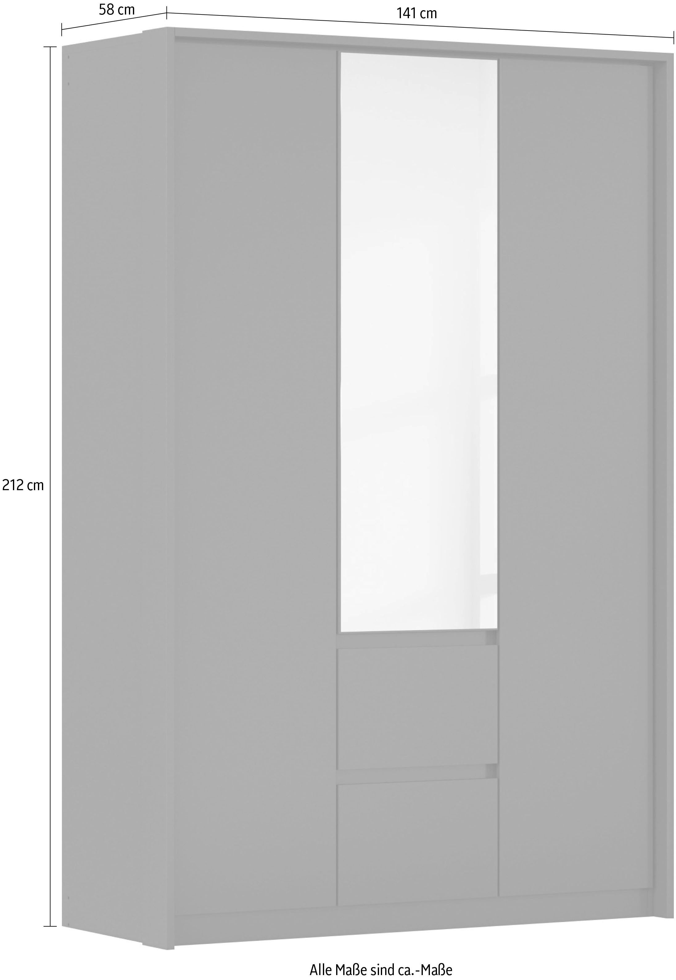 rauch Draaideurkast Mainz met spiegel en passe-partout optioneel met verlichting, buitendeuren met push-to-openfunctie