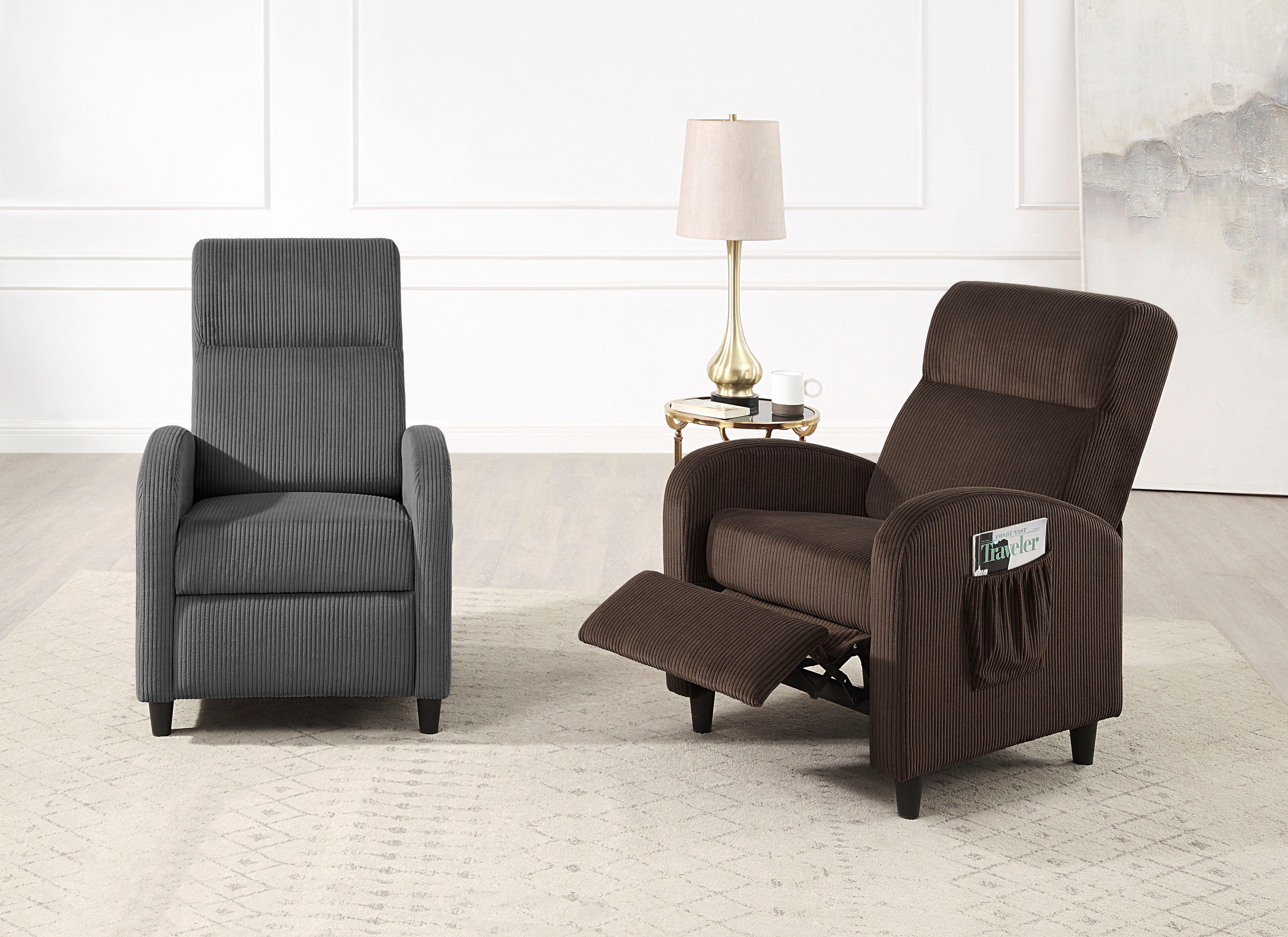 ATLANTIC home collection Relaxfauteuil Tom met relaxfunctie, inclusief zijtas