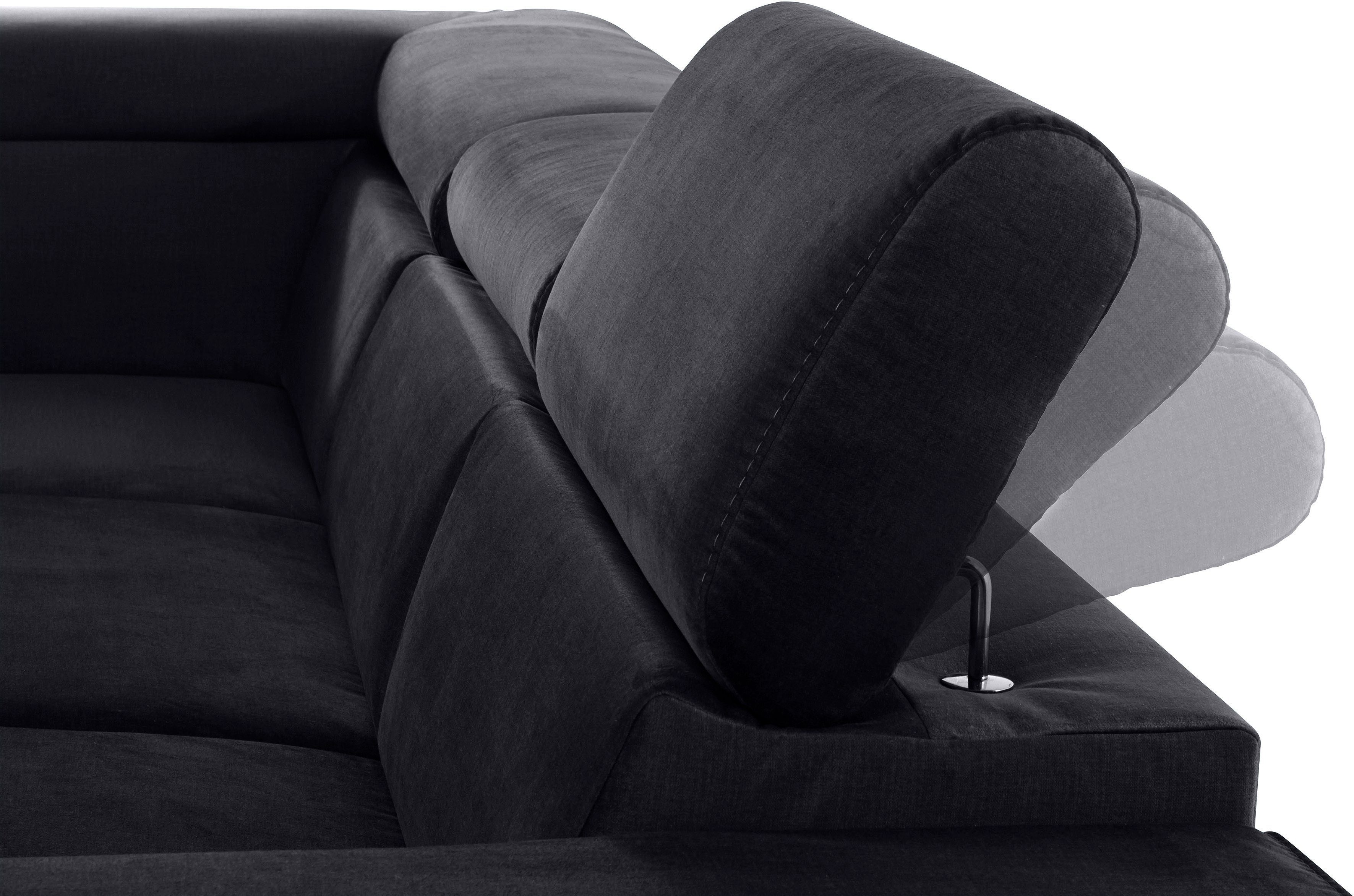 COTTA Hoekbank Morven L-vorm met hoofdeindeverstelling keuze met bedfunctie, bedlade & draadloze oplader