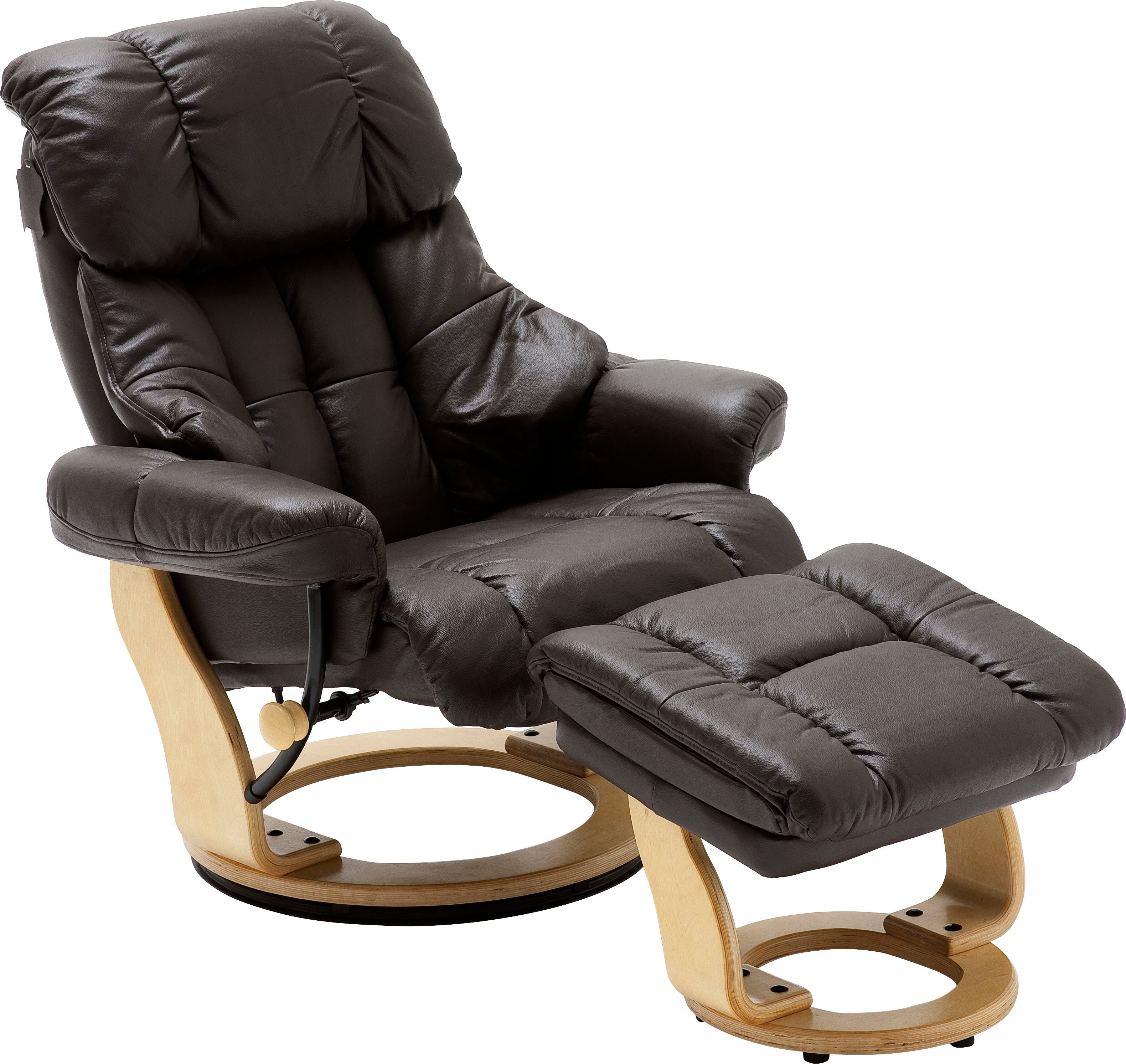 MCA furniture Relaxfauteuil Calgary Tv-fauteuil 360º draaibaar inclusief hocker met leren bekleding