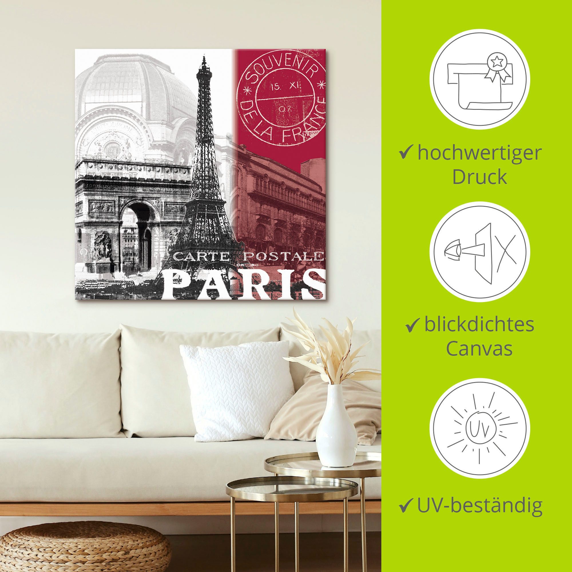 Artland Artprint Paris als artprint van aluminium, artprint voor buiten, artprint op linnen in verschillende maten