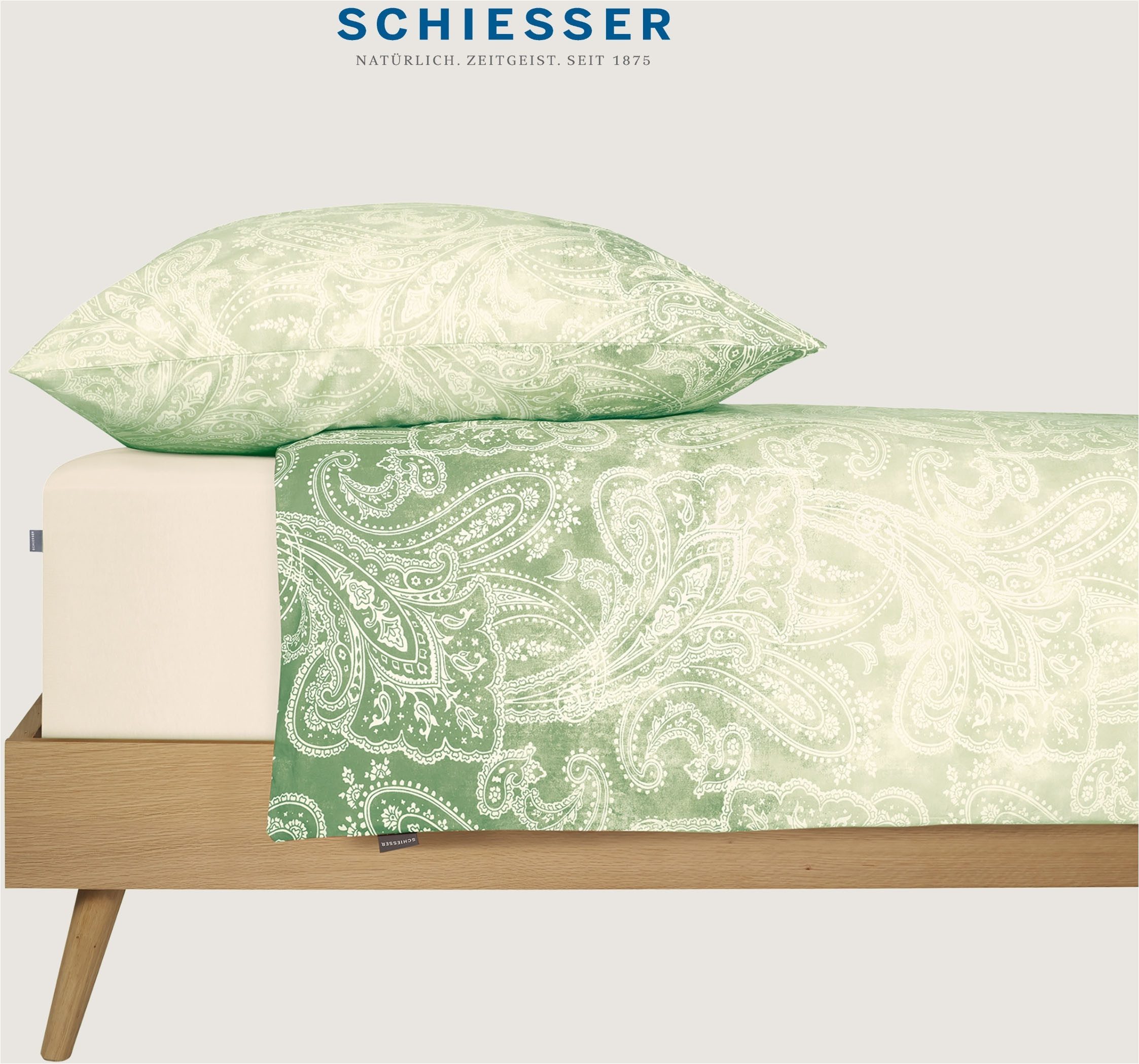 Schiesser Hoeslaken Flexi van 95% katoen en 5% elastaan in topkwaliteit geschikt voor hoge matrassen en boxspringbedden, made in green (1 stuk)