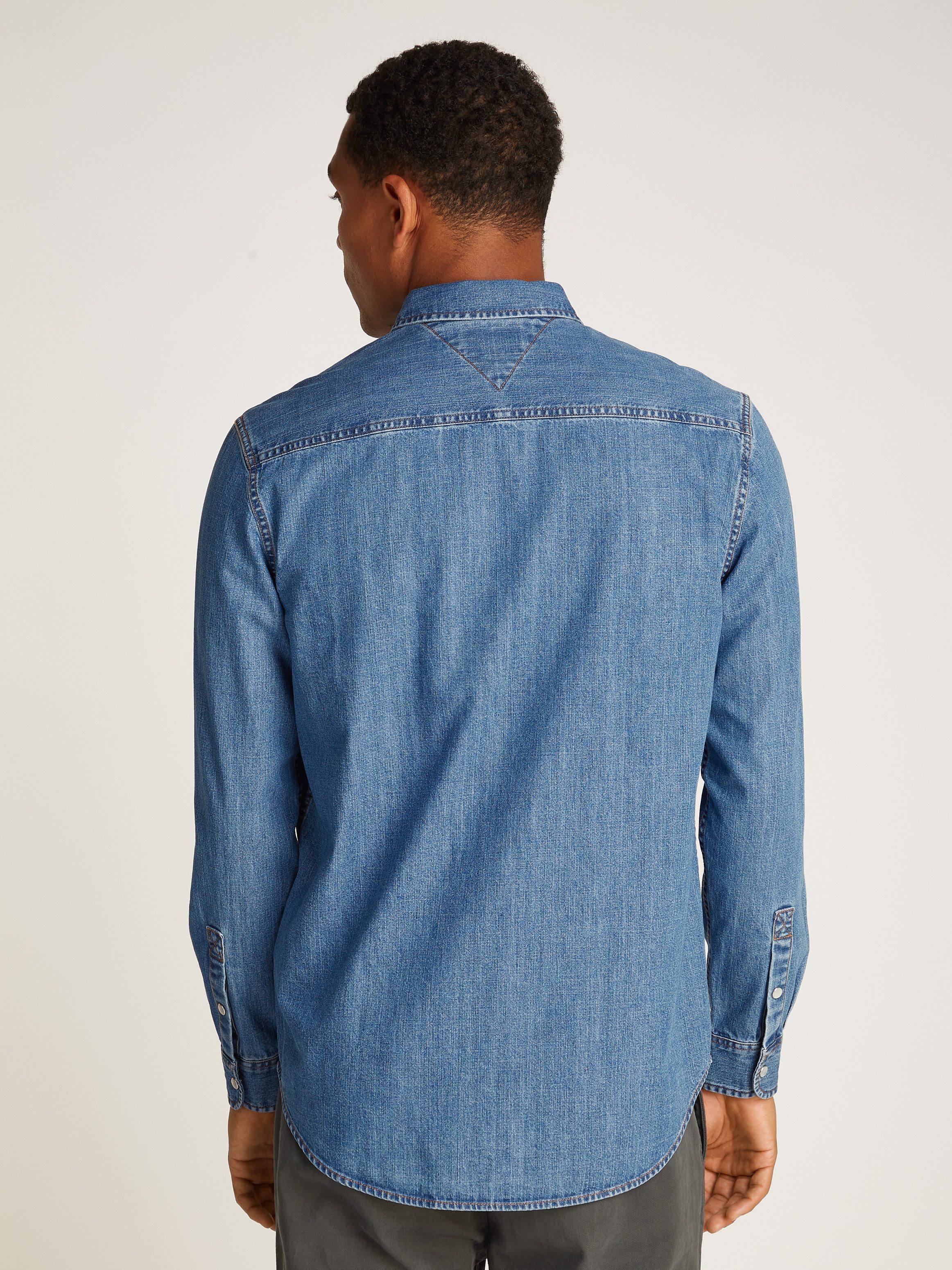 TOMMY Jeans overhemd RGLR FIT SHIRT MID BLUE