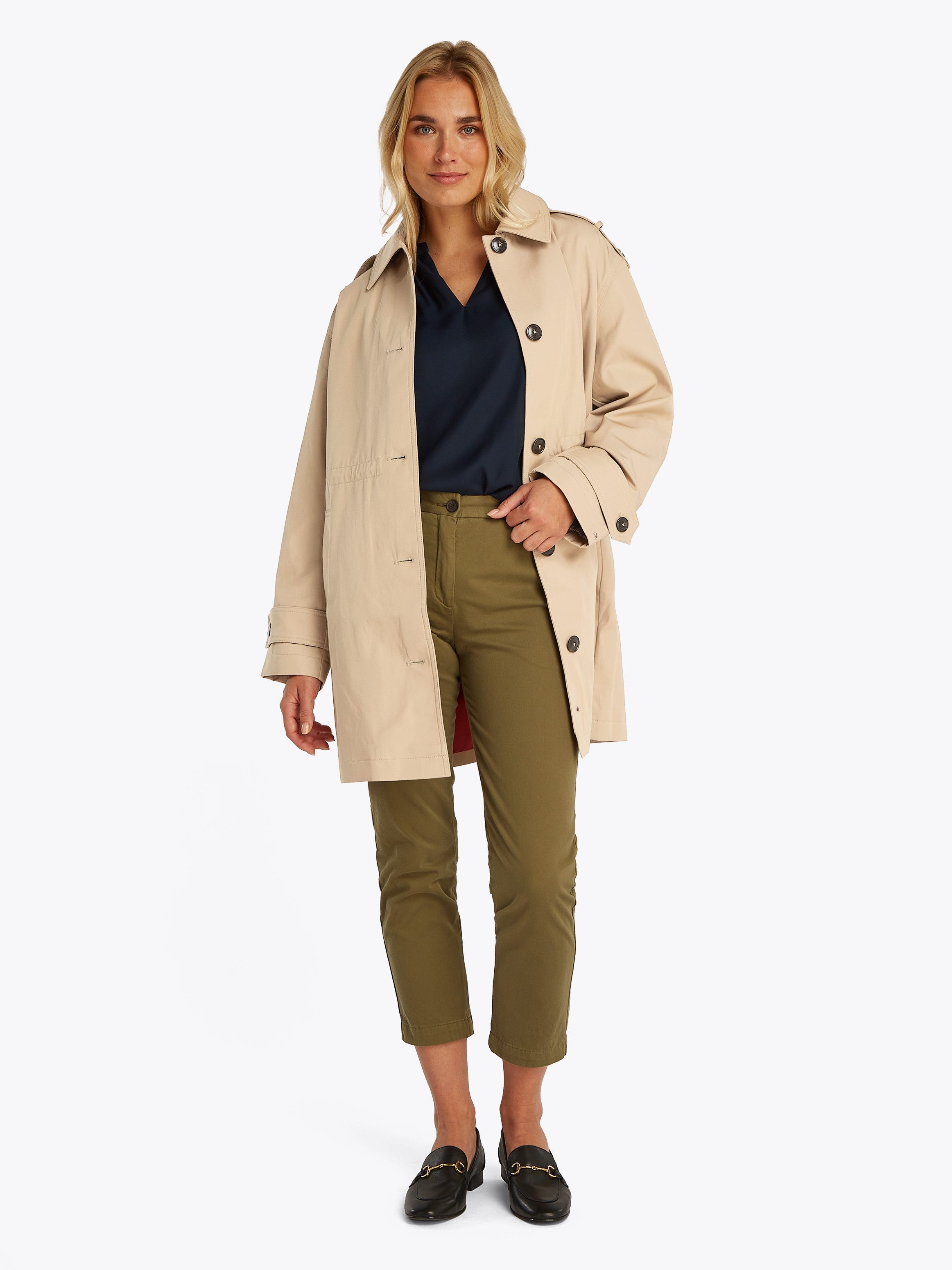 Tommy Hilfiger Parka ESS COTTON HOOD PARKA in trenchcoat-look, met capuchon, met tailleband