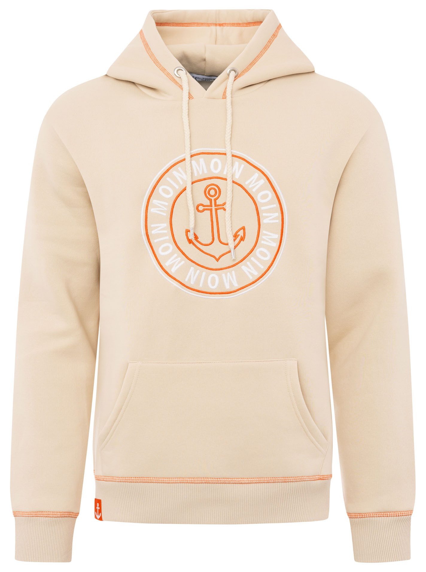 Zwillingsherz Hoodie Anker & Moin met neongele contrasterende naad