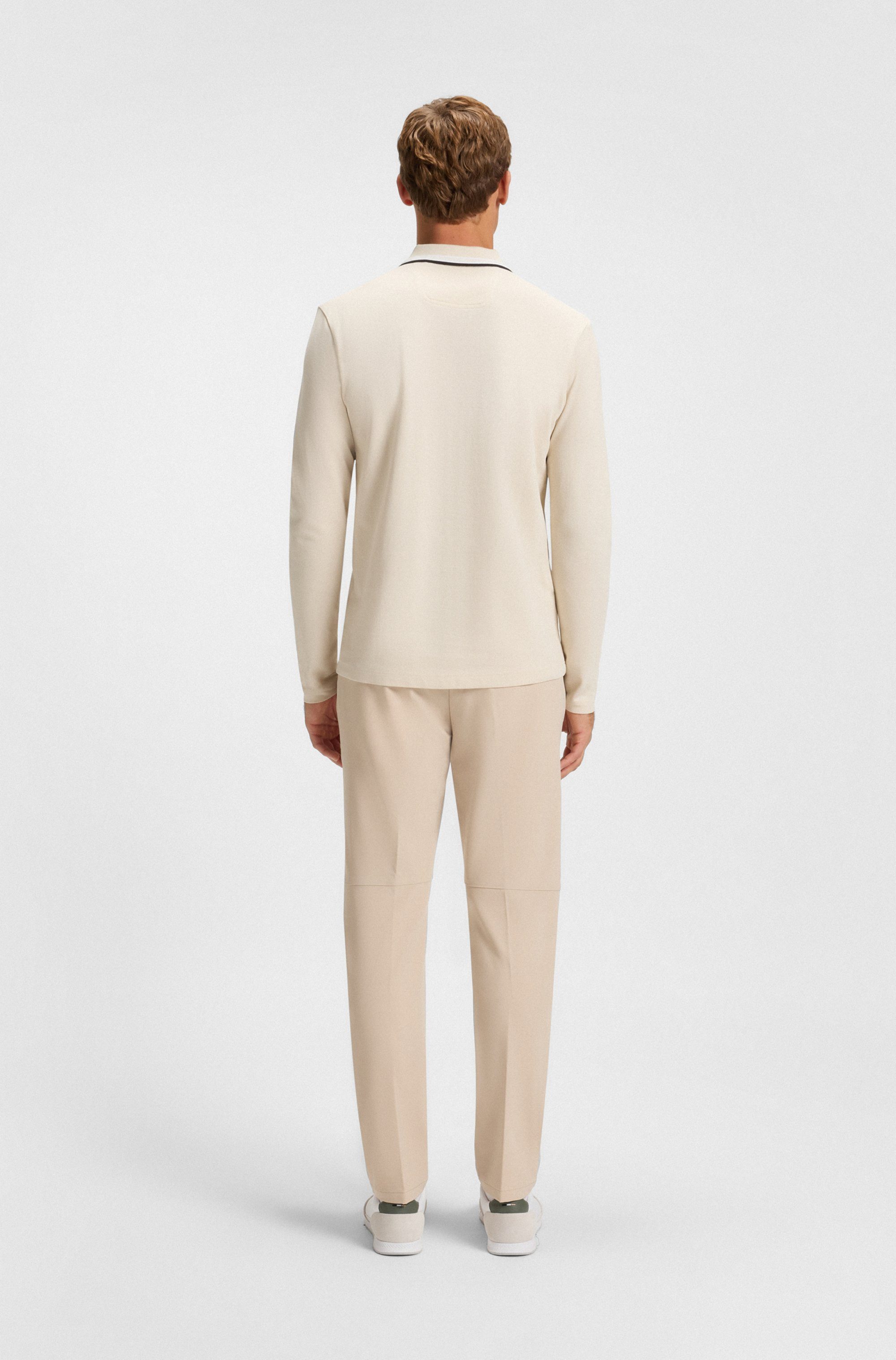 BOSS GREEN Poloshirt met lange mouwen Plisy met strepen op de kraag