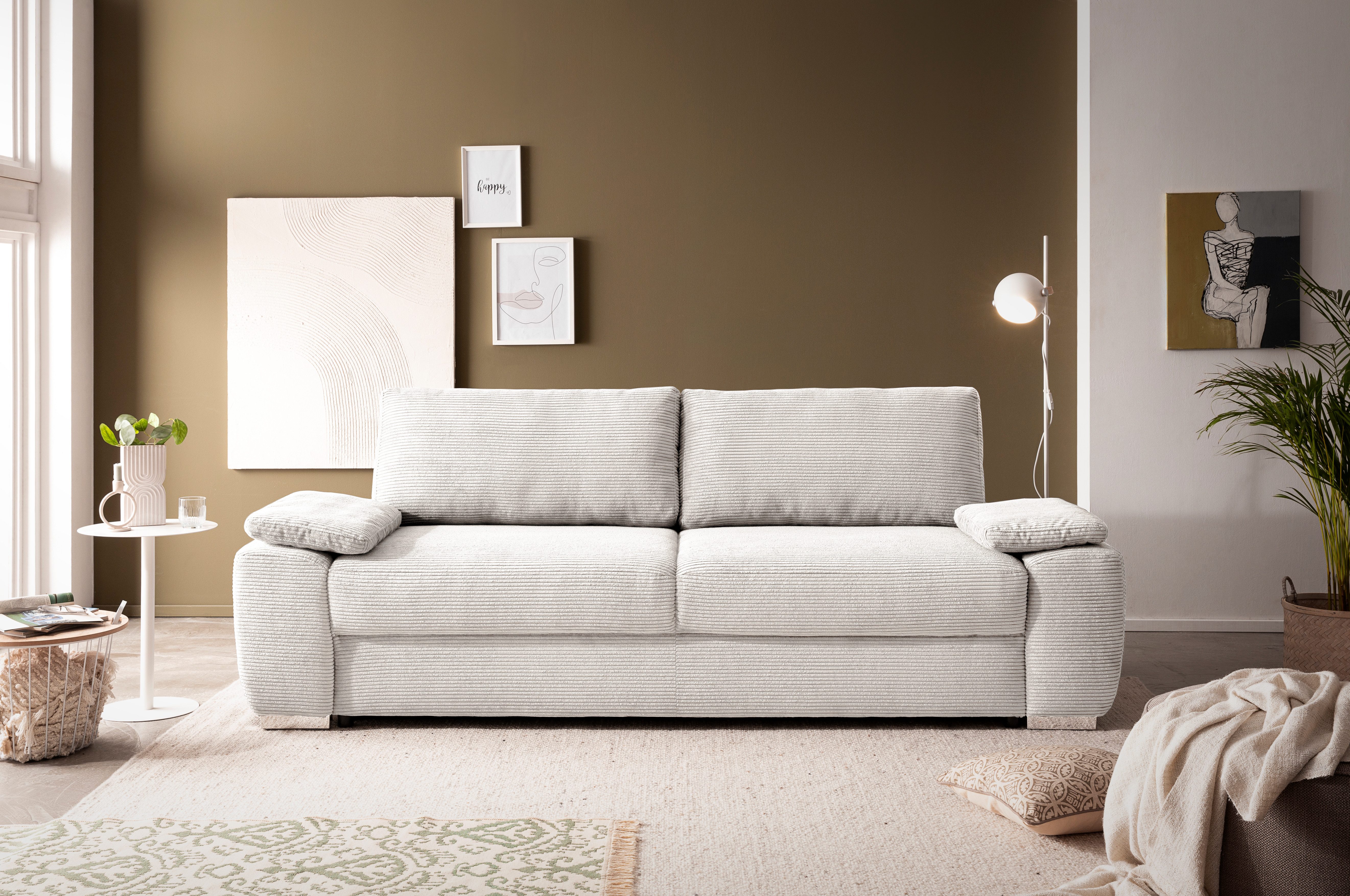 exxpo - sofa fashion 3-zitsbank SOLSBURY, comfortabel en gezellig, bank, slaapbank incl. pocketvering-bekleding, bedfunctie en opbergruimte, in cord