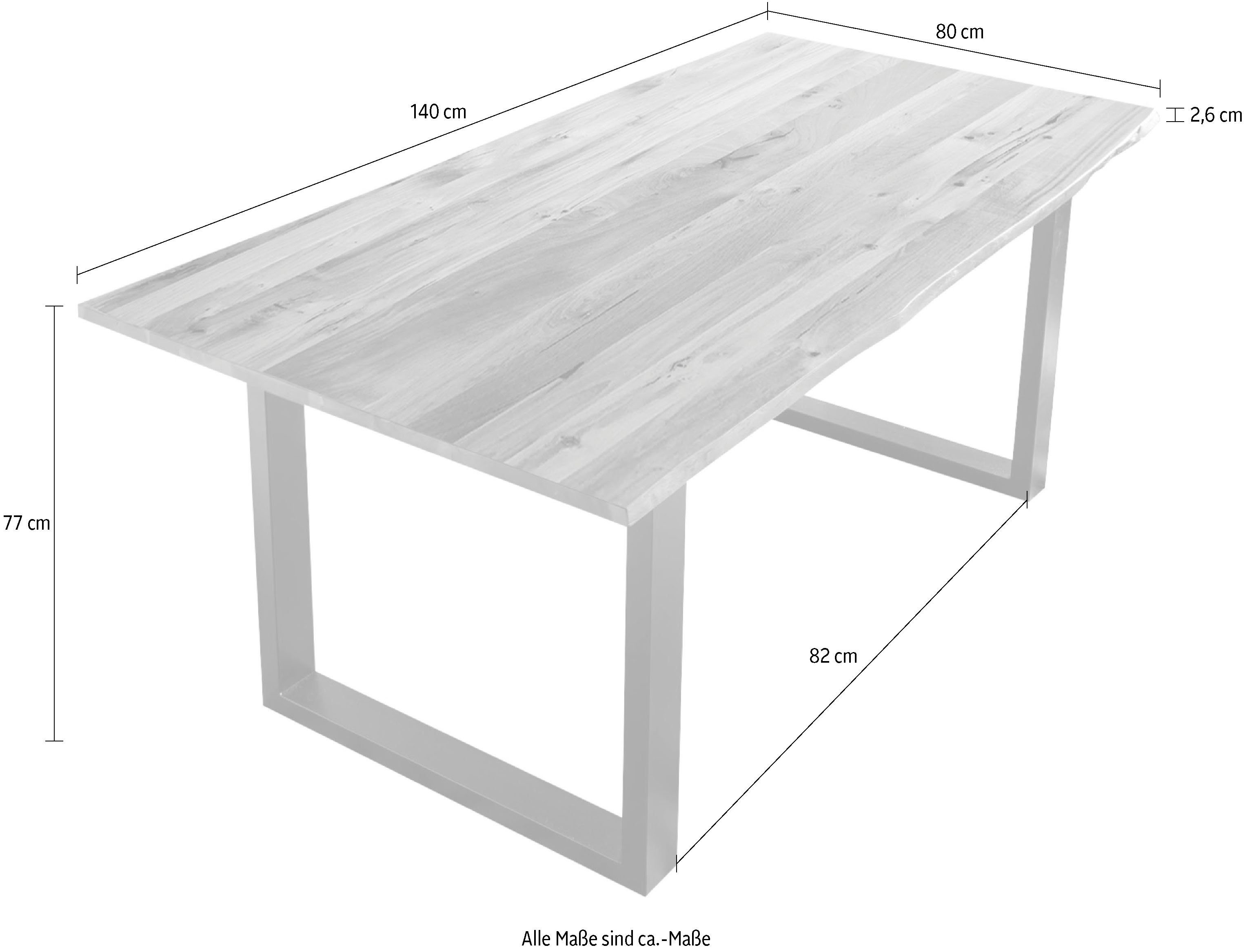 SalesFever Tafel met hout Zichtbaar nervenpatroon en noesten, eettafel van massief hout