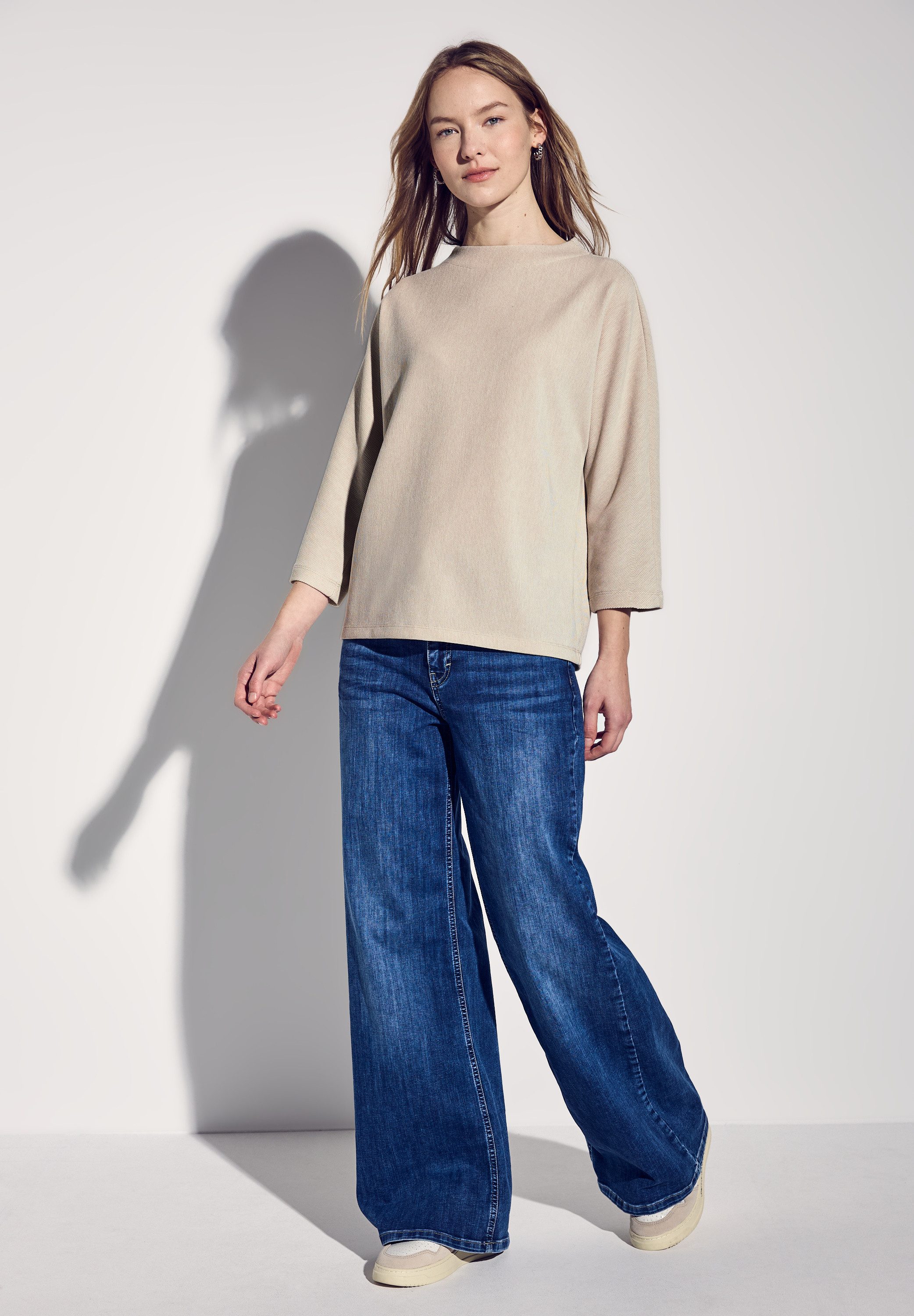 STREET ONE Shirt met 3/4 mouwen 3/4 mouw met fijne structuur