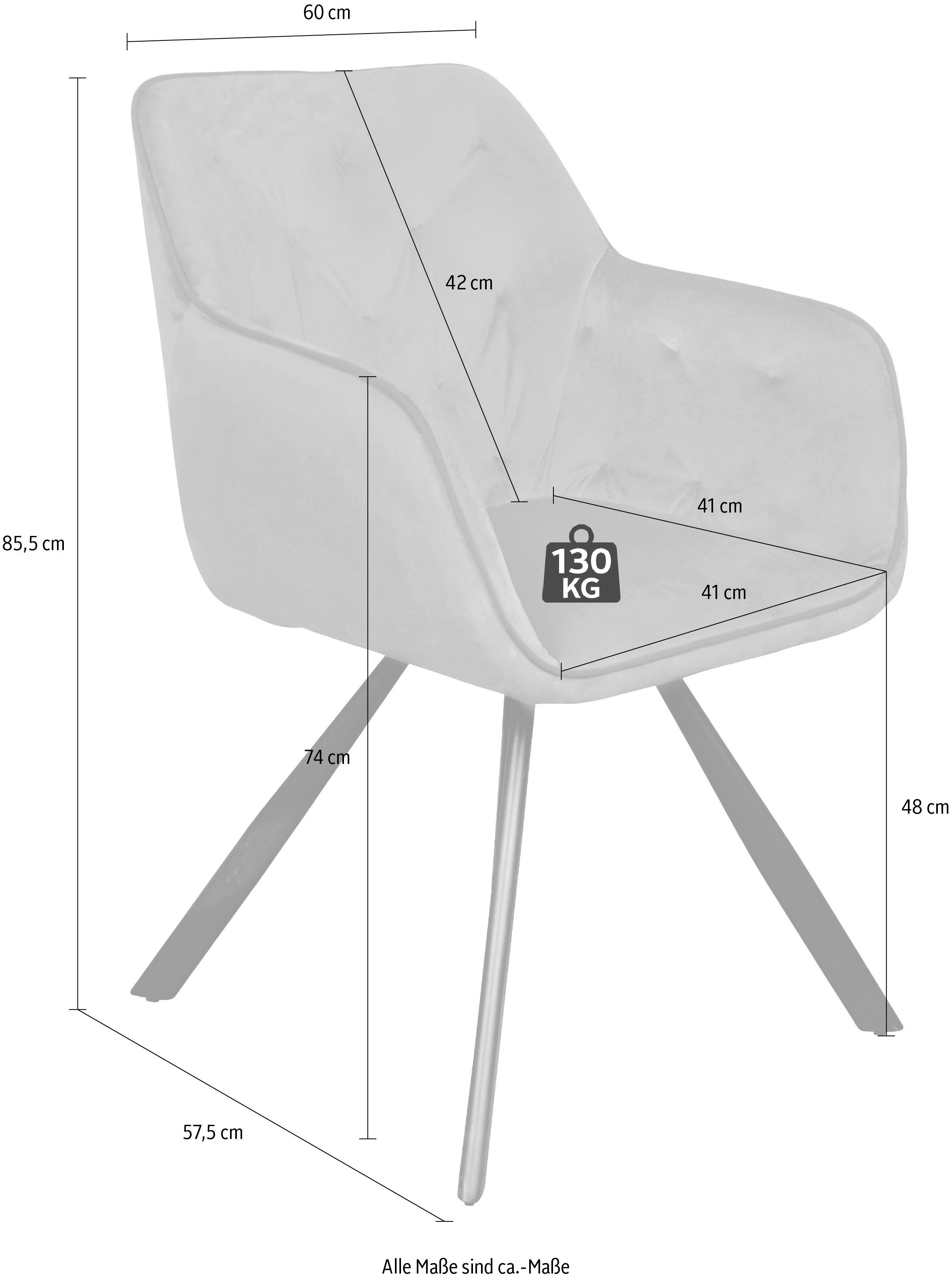 Kayoom Stoel Eann 125, stoel in retro-ontwerp, elegant ontwerp stijlvol, onderhoudsvriendelijk, fluweelzachte stofbekleding, edel ontwerp (1 stuk)