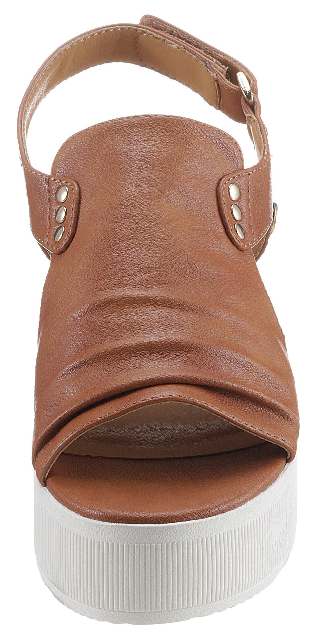 Mustang Shoes Sleehaksandaaltjes zomerschoen, sandaal, sleehak, met klittenbandjes