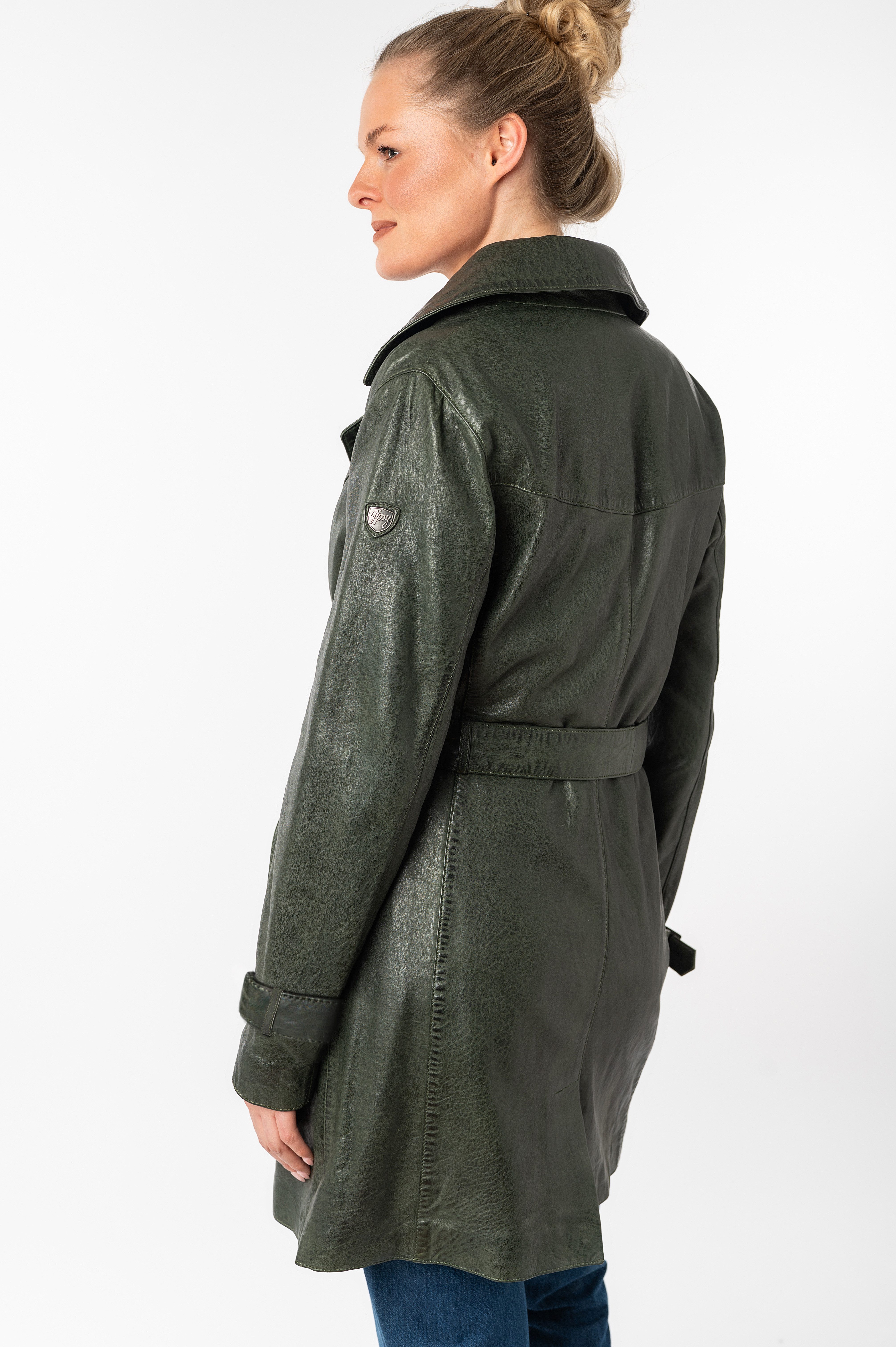 Mauritius Lange, leren jas GWTaresa Leren trenchcoat met strikriem (2-delig, Met een bindceintuur)