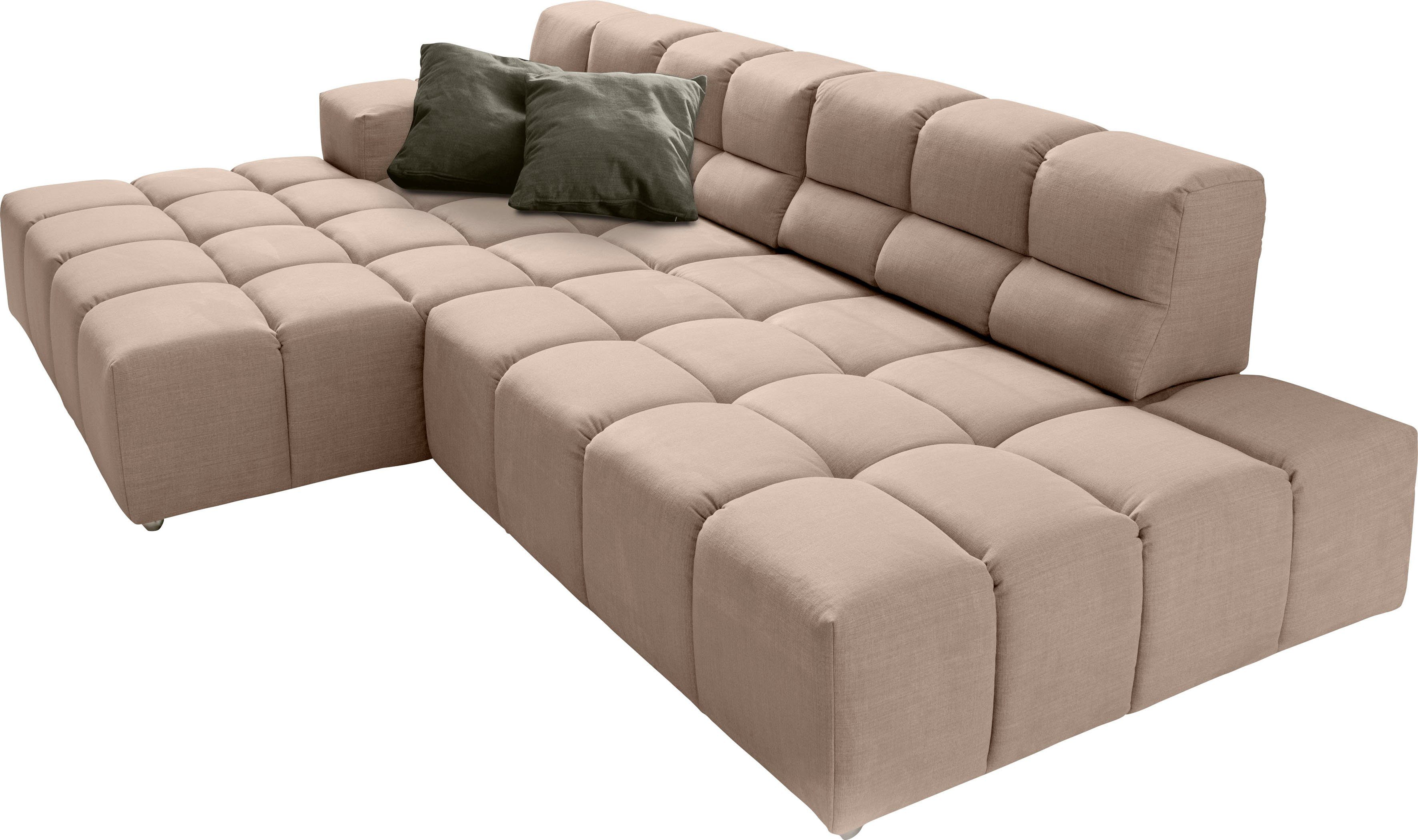 designwerk Hoekbank Temple L-Form, tolles Designsofa Recamiere links of rechts, met verstelling zitdiepte