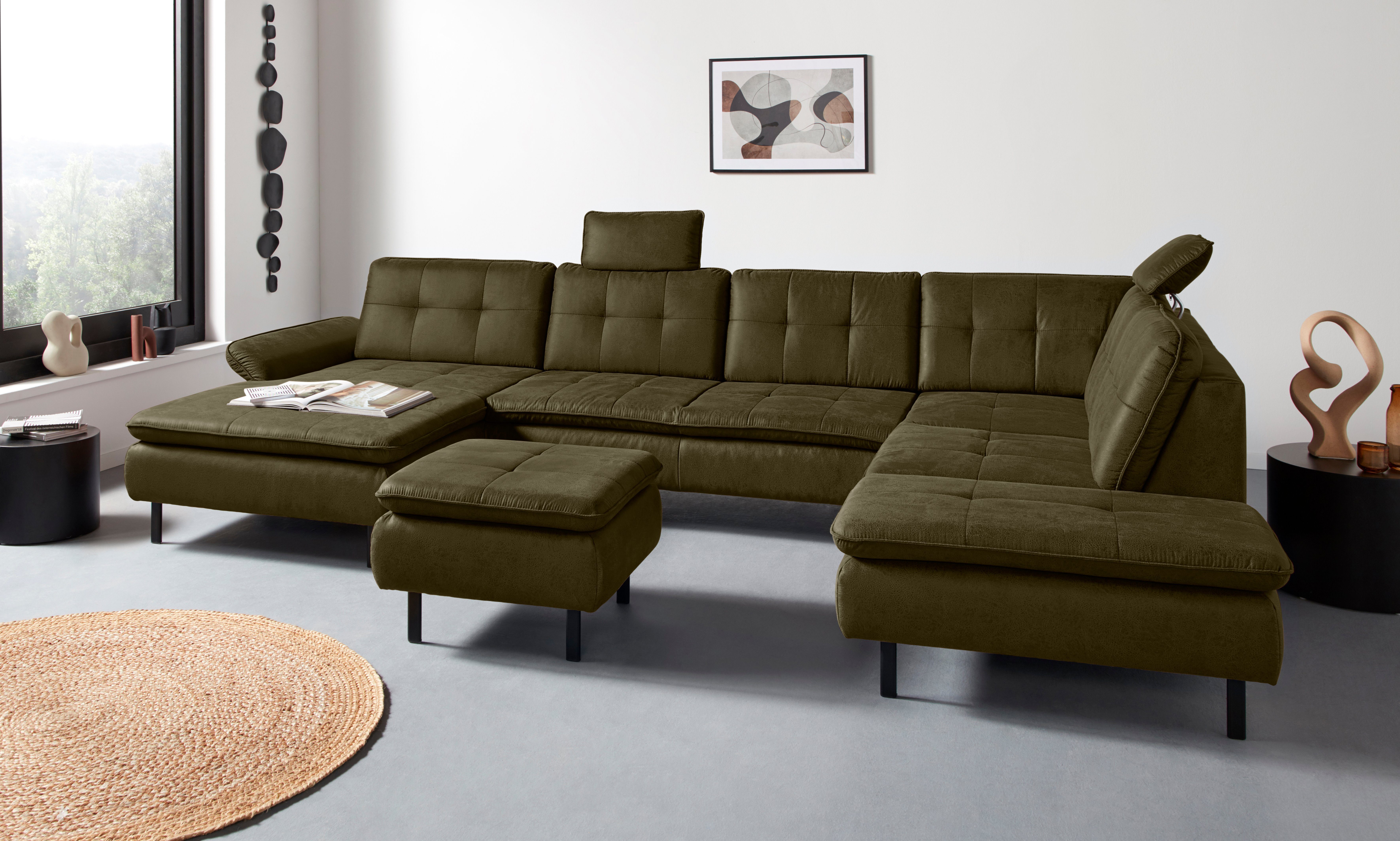 INOSIGN Zithoek Birkholm U-vorm Verstelbare armleuningen, ook in Easy Clean bekleding - met water te reinigen