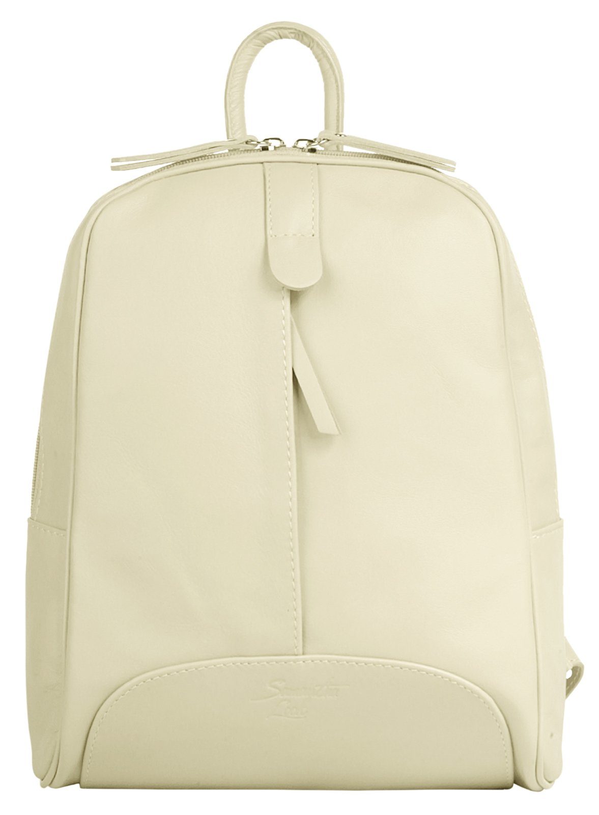 Samantha Look Rugzak echt leer, made in italy dames rugzakken maat onesize beige