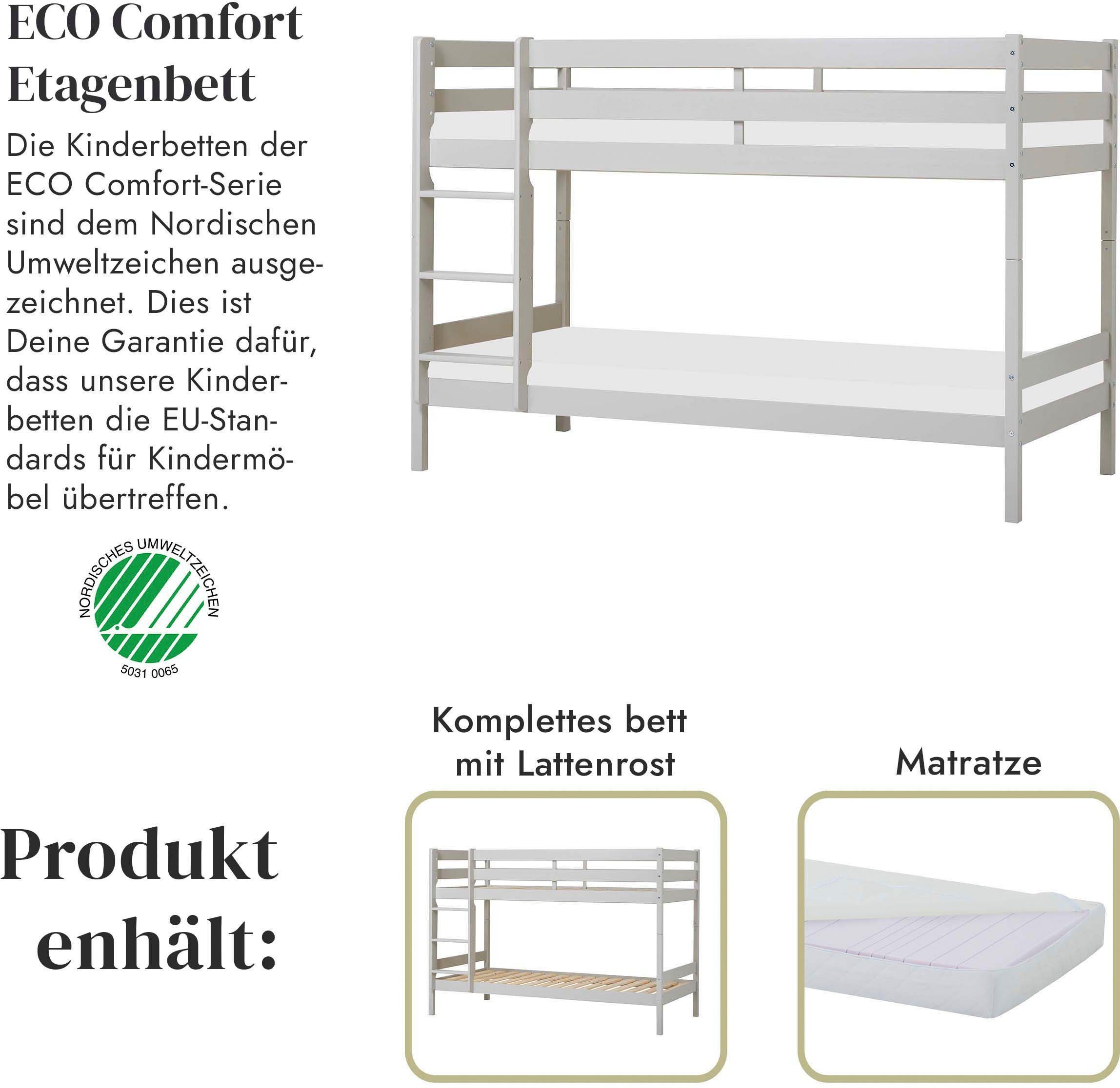 Hoppekids Stapelbed Eco comfort kinderbed 90x200 of 70x160 van massief hout in 4 kleuren