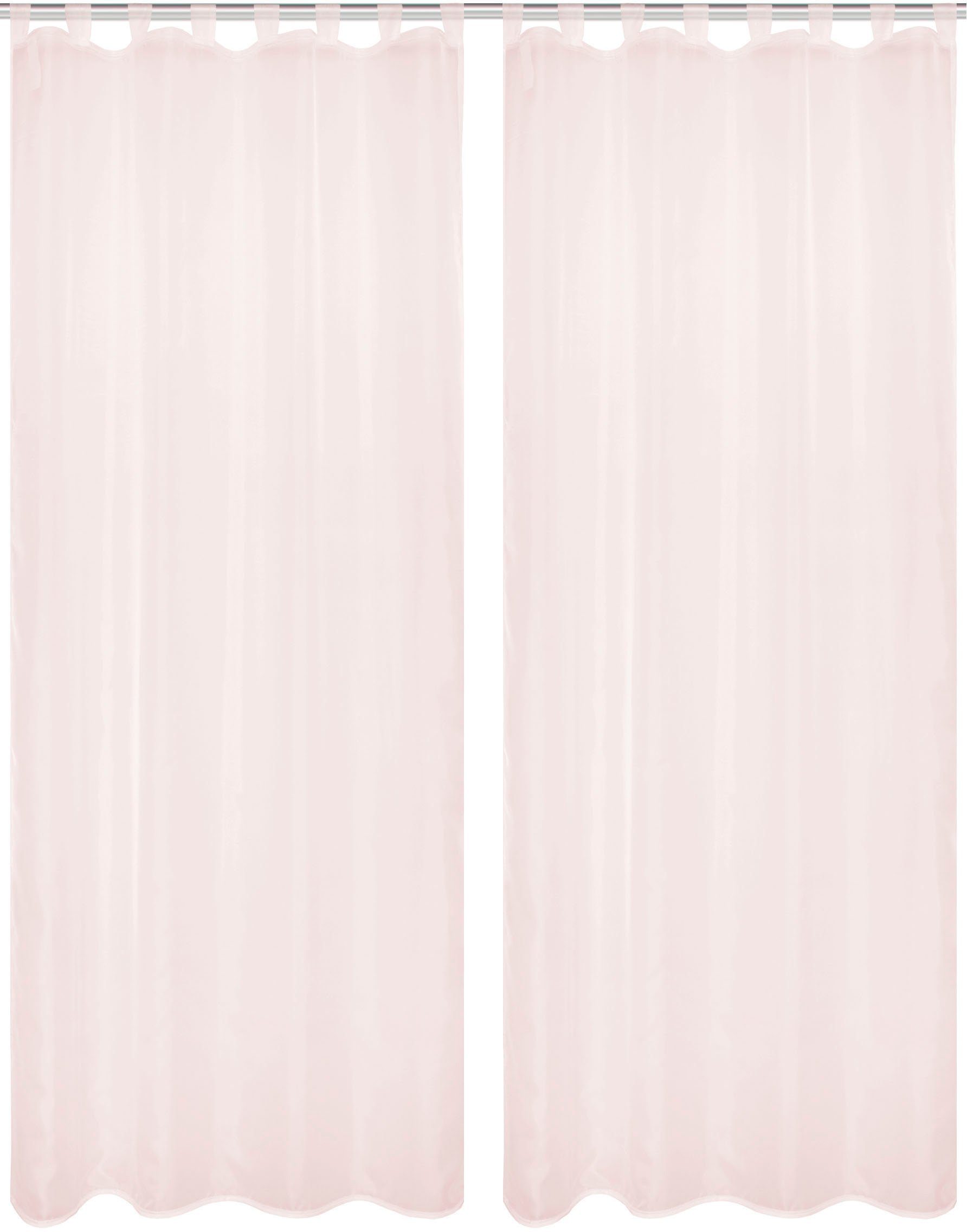 HOME WOHNIDEEN Gordijn NESSI 2-DELIG PAKKET Effen, voile, transparant, lussen incl. trekband, 2-pack (2 stuks)