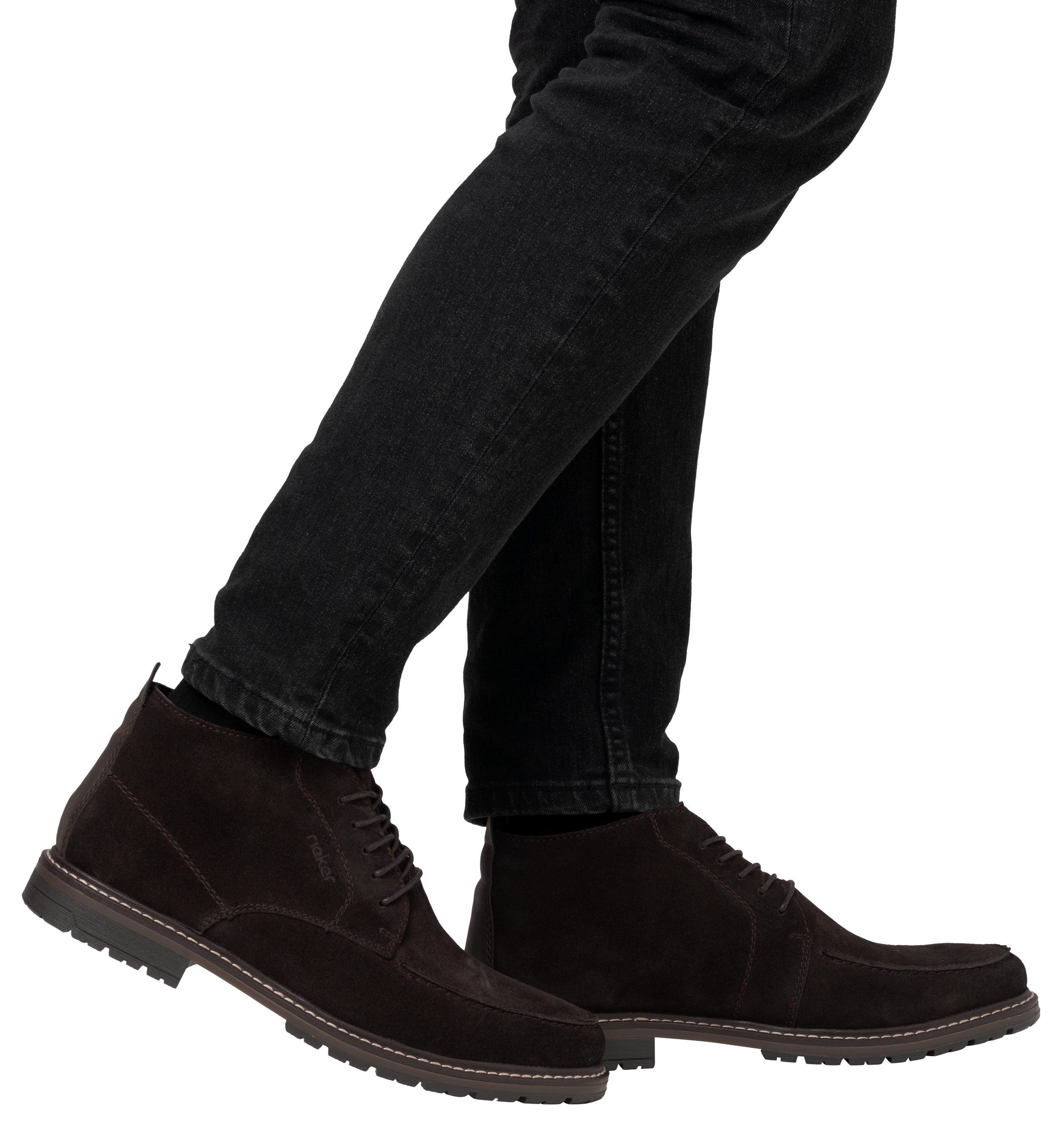 Rieker Veterlaarsjes veterschoenen, enkelhoge business-enkellaars met profielzool