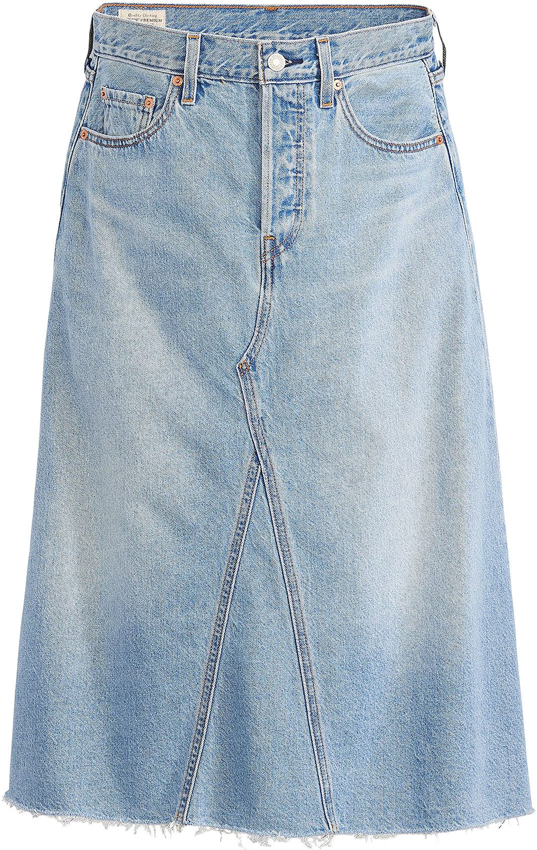 Levi's® Jeans rok HR A LINE DECON SKIRT in trendy midi-lengte met rafelige rand