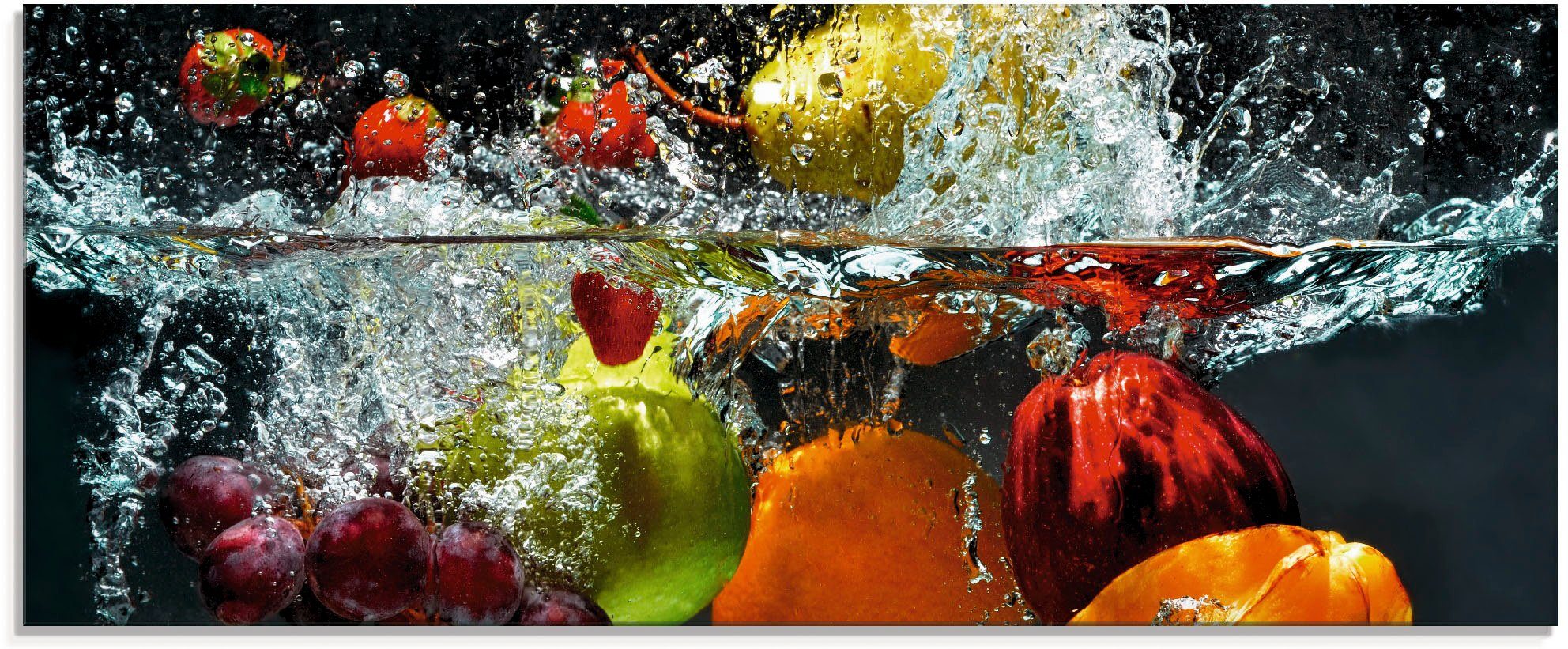 Artland Print op glas Fruit in opspattend water (1 stuk)