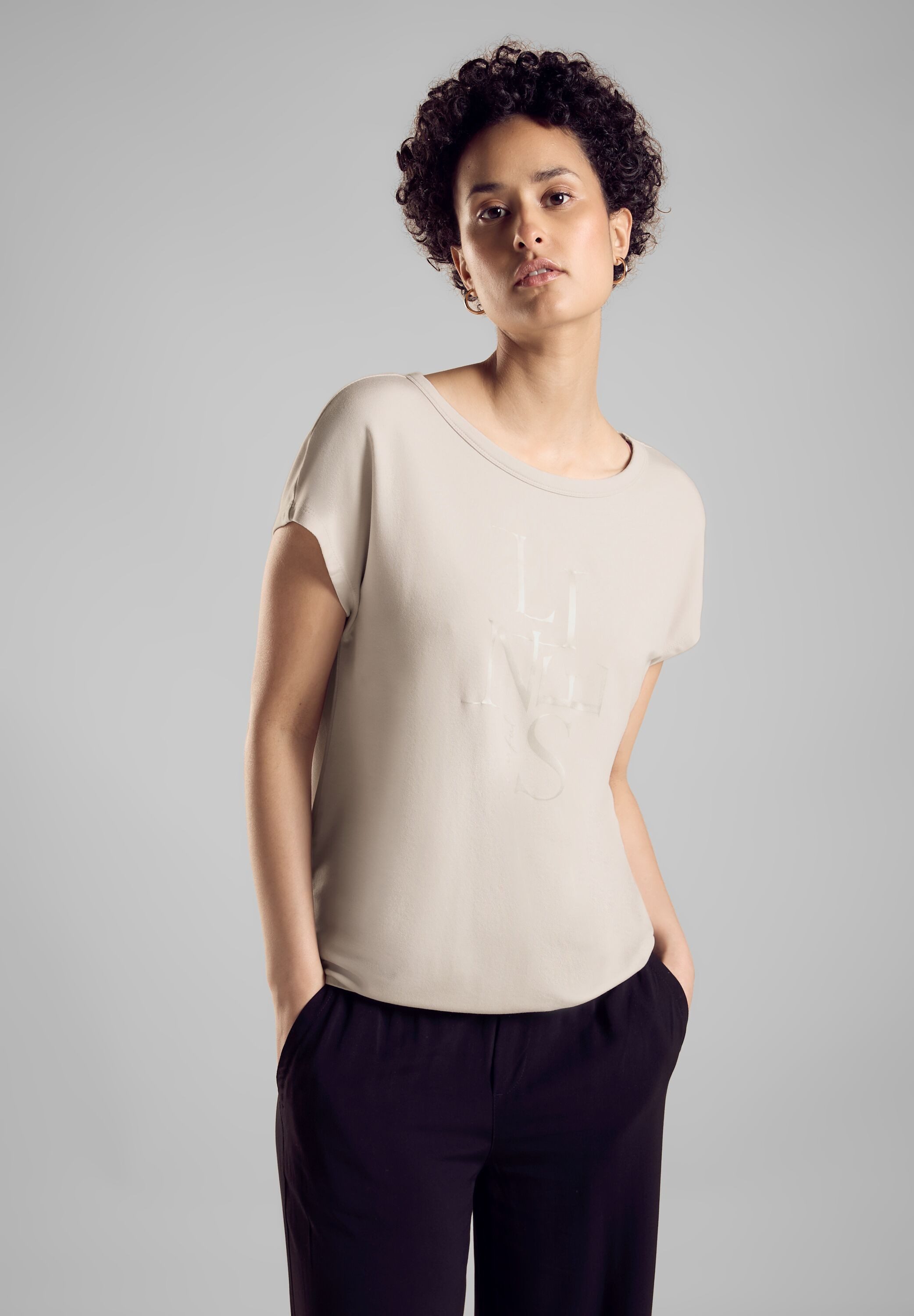 STREET ONE Shirttop met glitteropschrift