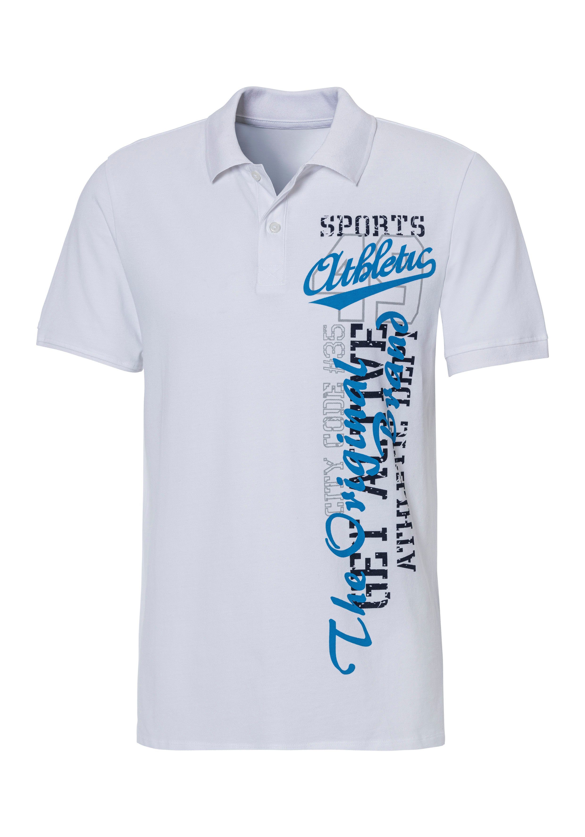 John Devin Poloshirt met grote print aan de voorkant van katoen-piqué