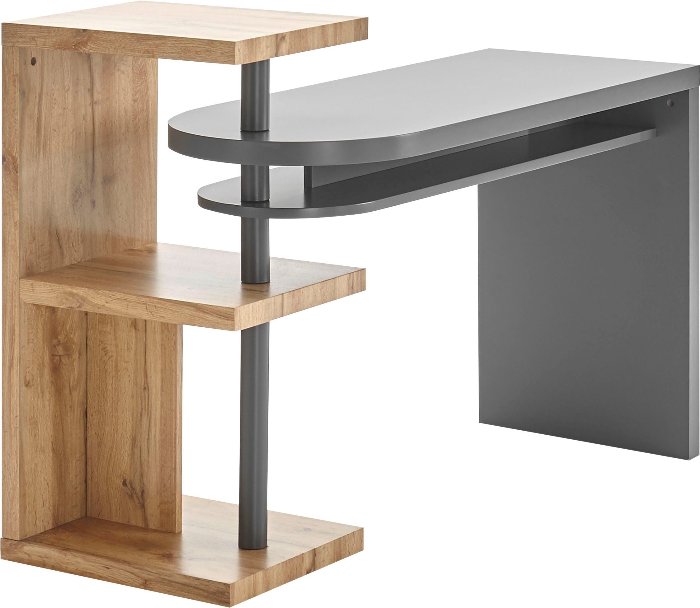 MCA furniture Bureau Moura met kastelement hoogglans-wit, tafelblad draaibaar, breedte 145 cm bureaus grijs