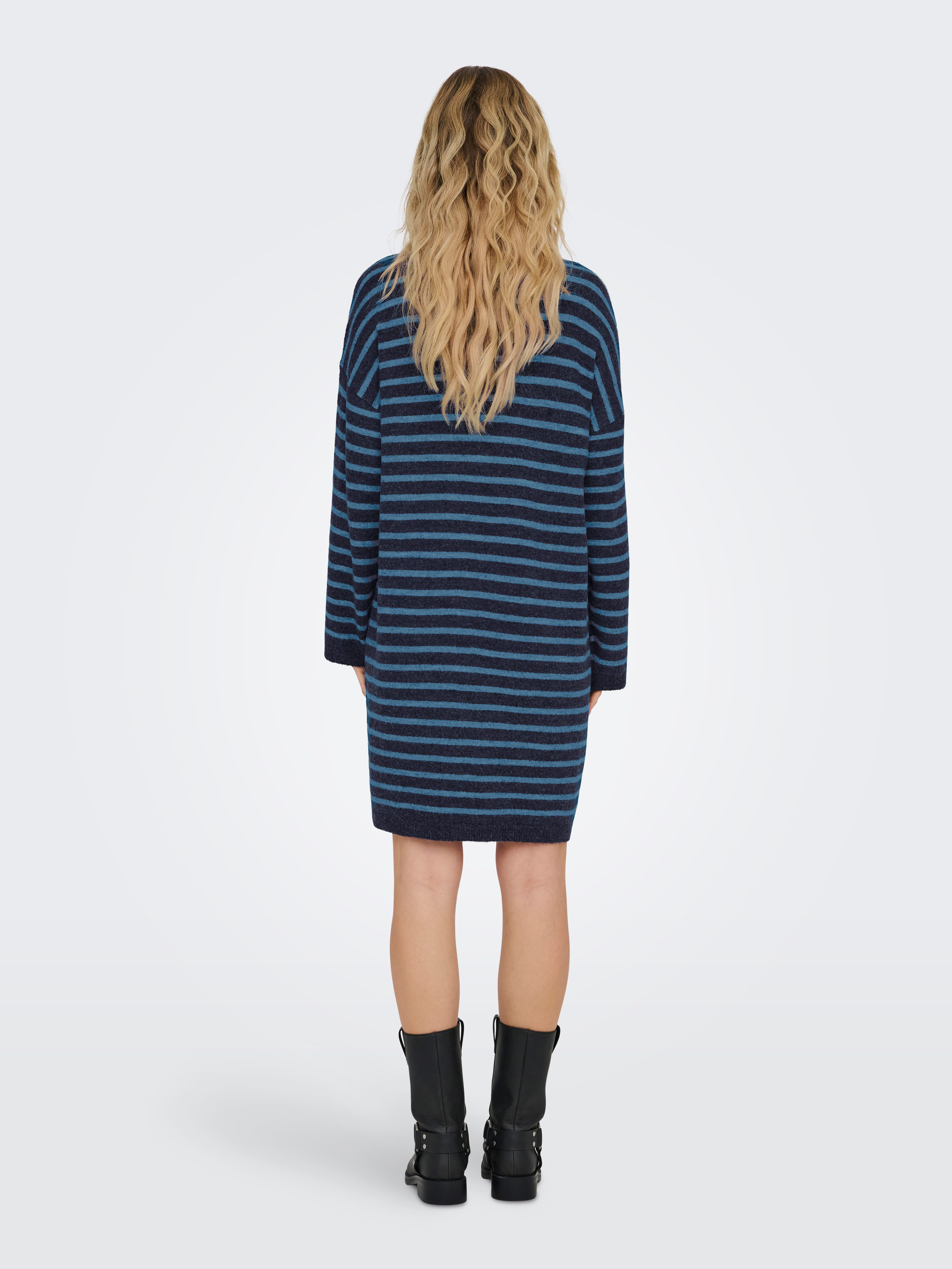 Only Gebreide jurk ONLTALIO LS STRIPE ROLLNECK DRESS BF KNT