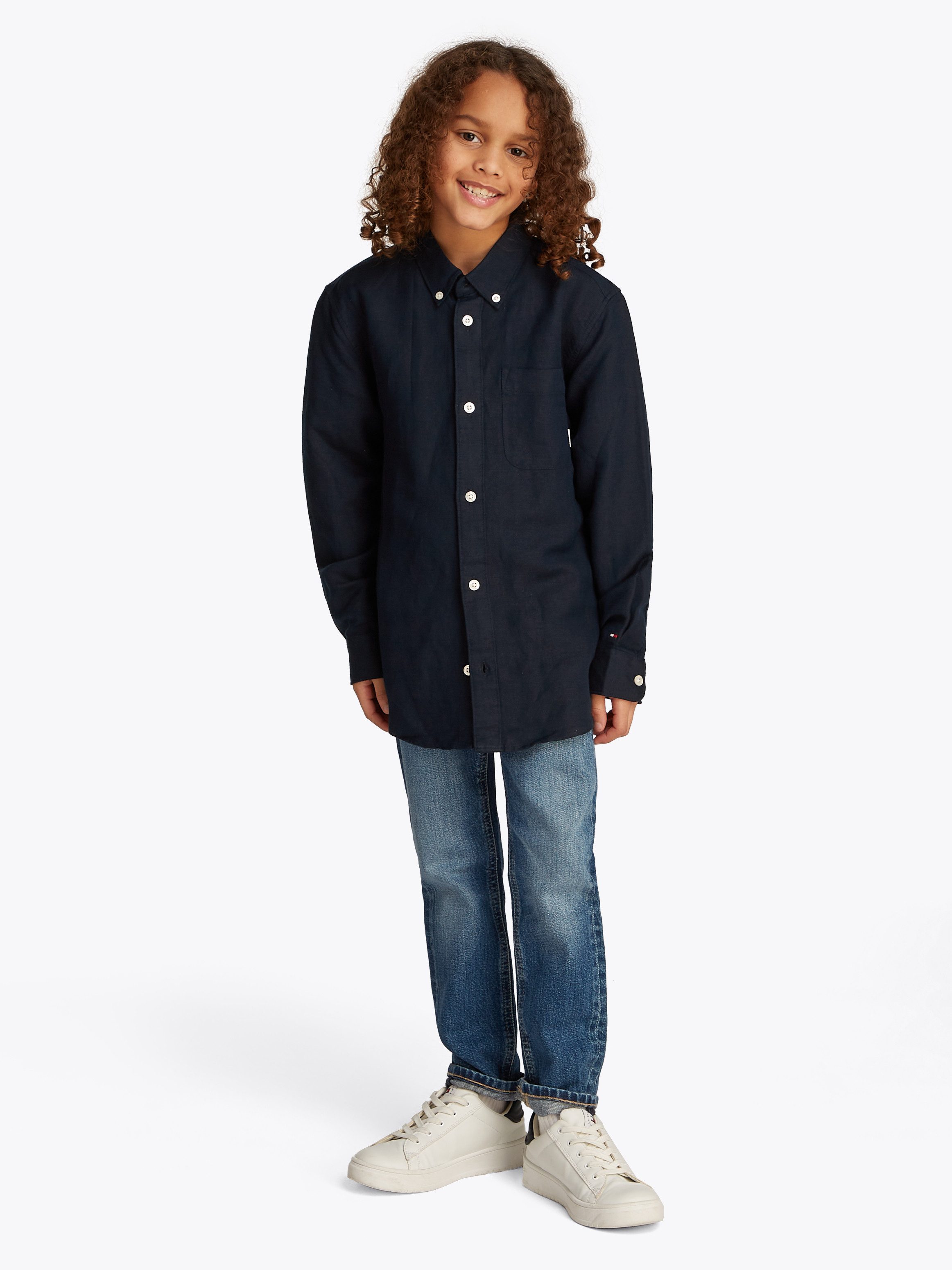 Tommy Hilfiger Overhemd met lange mouwen LINEN BLEND RELAXED SHIRT LS met borstzak, logo-borduursel