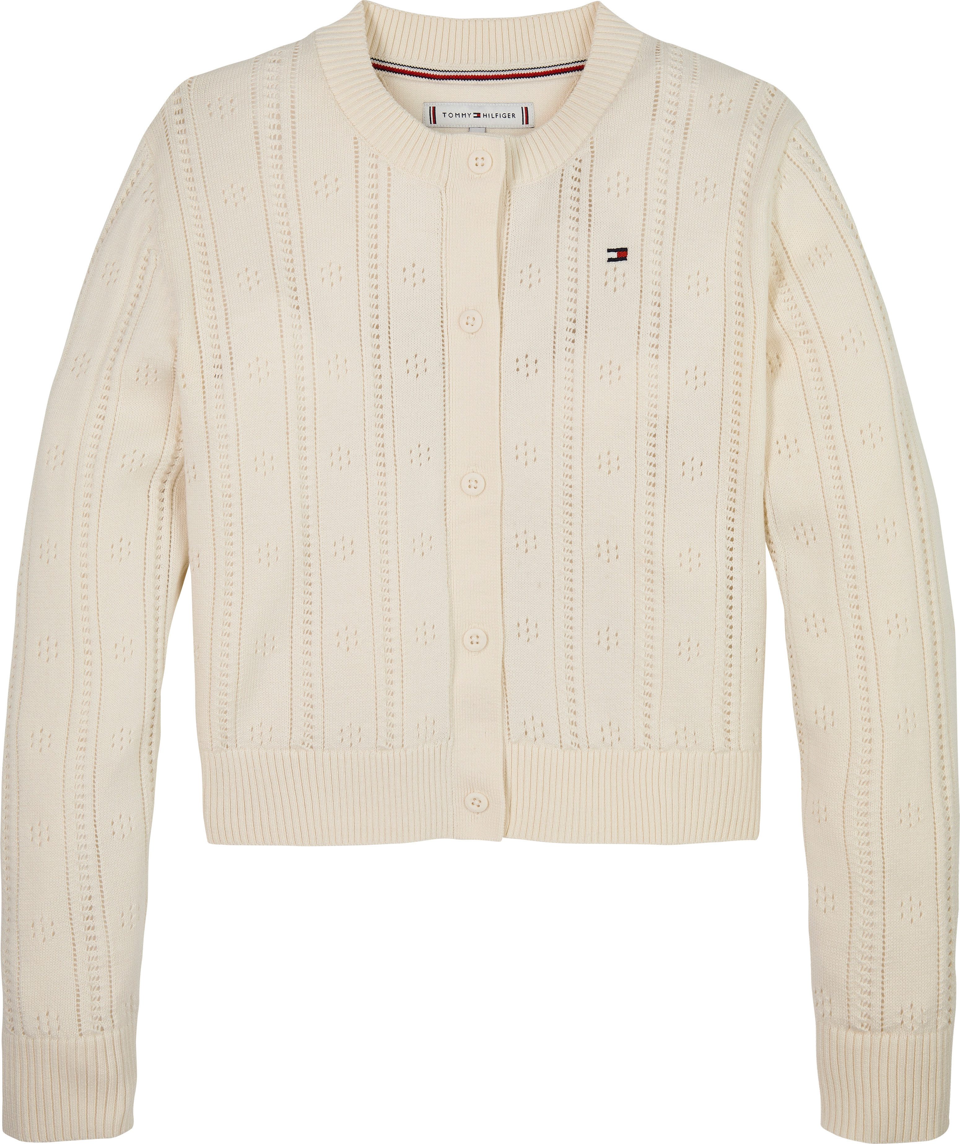 Tommy Hilfiger Vest POINTELLE CARDIGAN LS voor kinderen tot 16 jaar, met schattig patroon