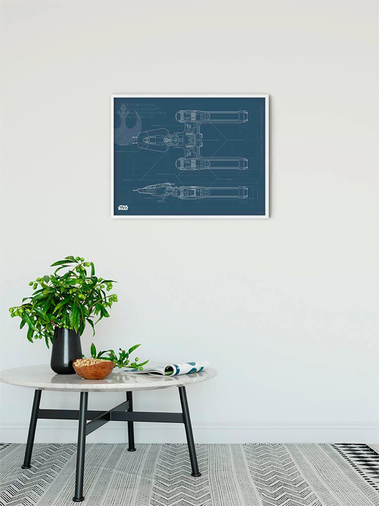 Komar Wanddecoratie Star Wars EP9 Blueprint Y-Wing Wanddecoratie voor de kinderkamer - zonder lijst (1 stuk)