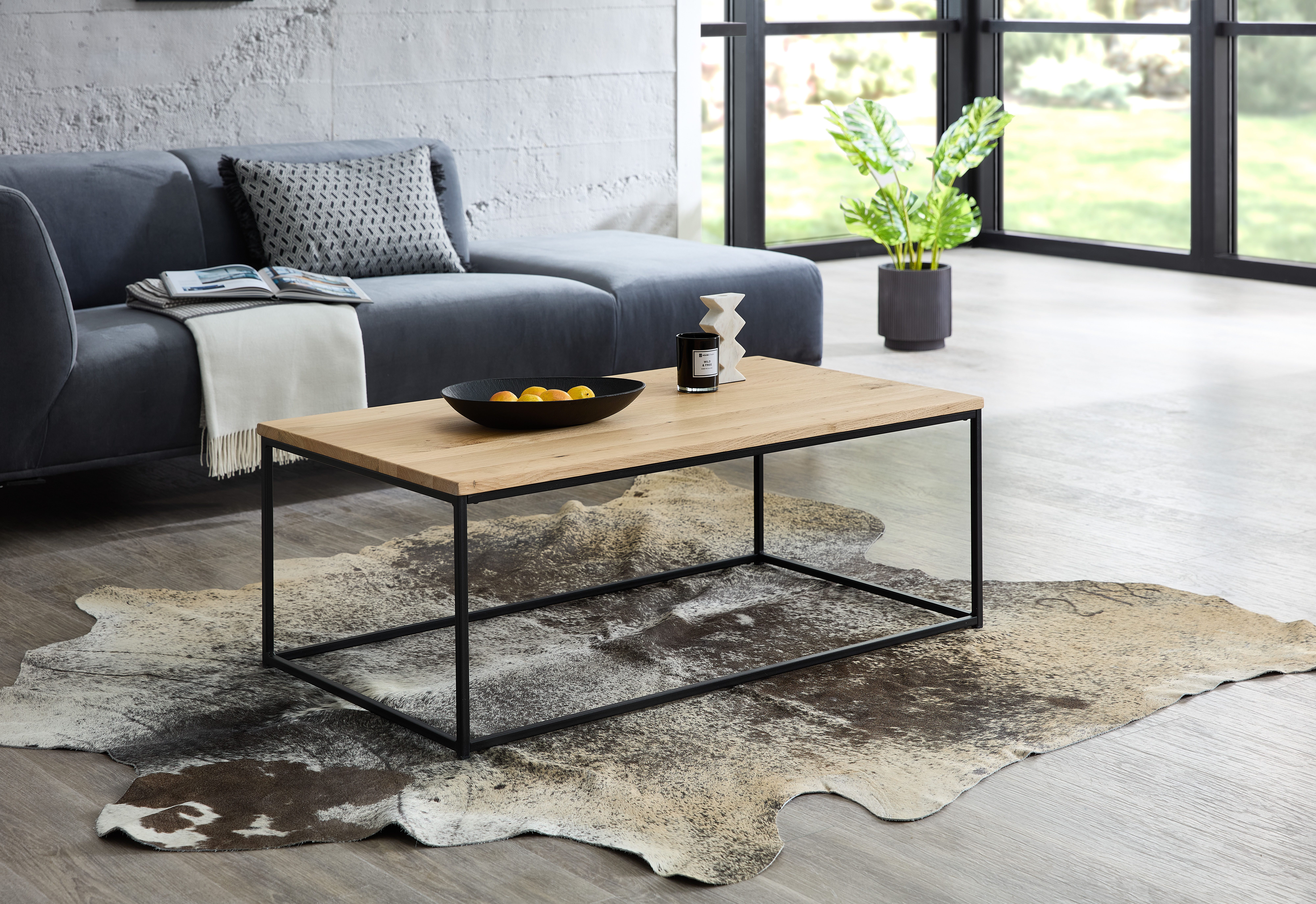 Stolkom Salontafel Thor salontafel massief hout in industriële stijl BxHxD 110x40x60 cm