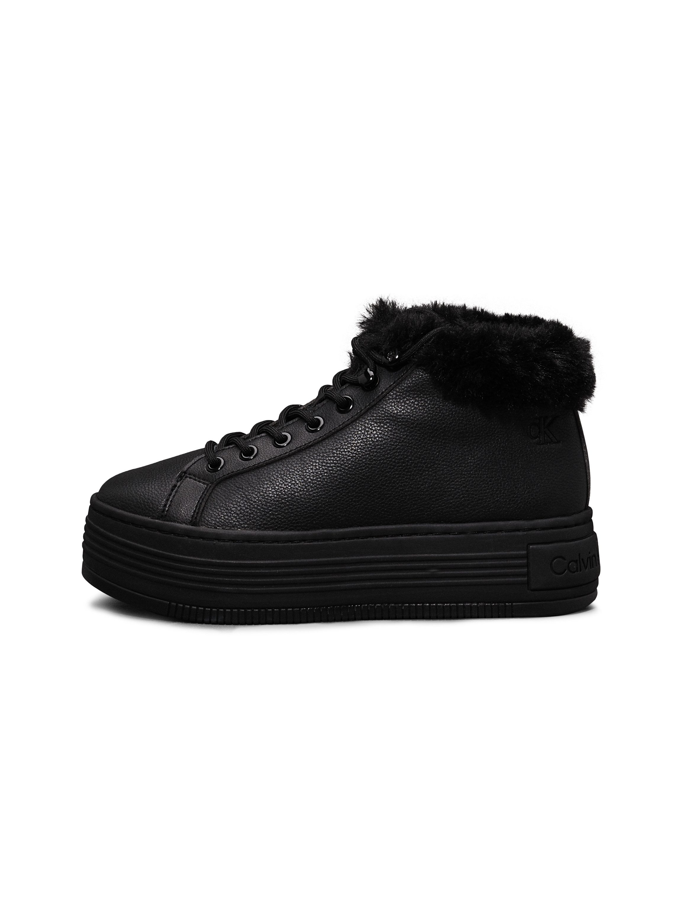 Calvin Klein Winterlaarzen BOLD PLATF LOW LACEUP MG LTH , plateaulaarzen, enkellaarsje, high-top sneaker, logo in de loopzool
