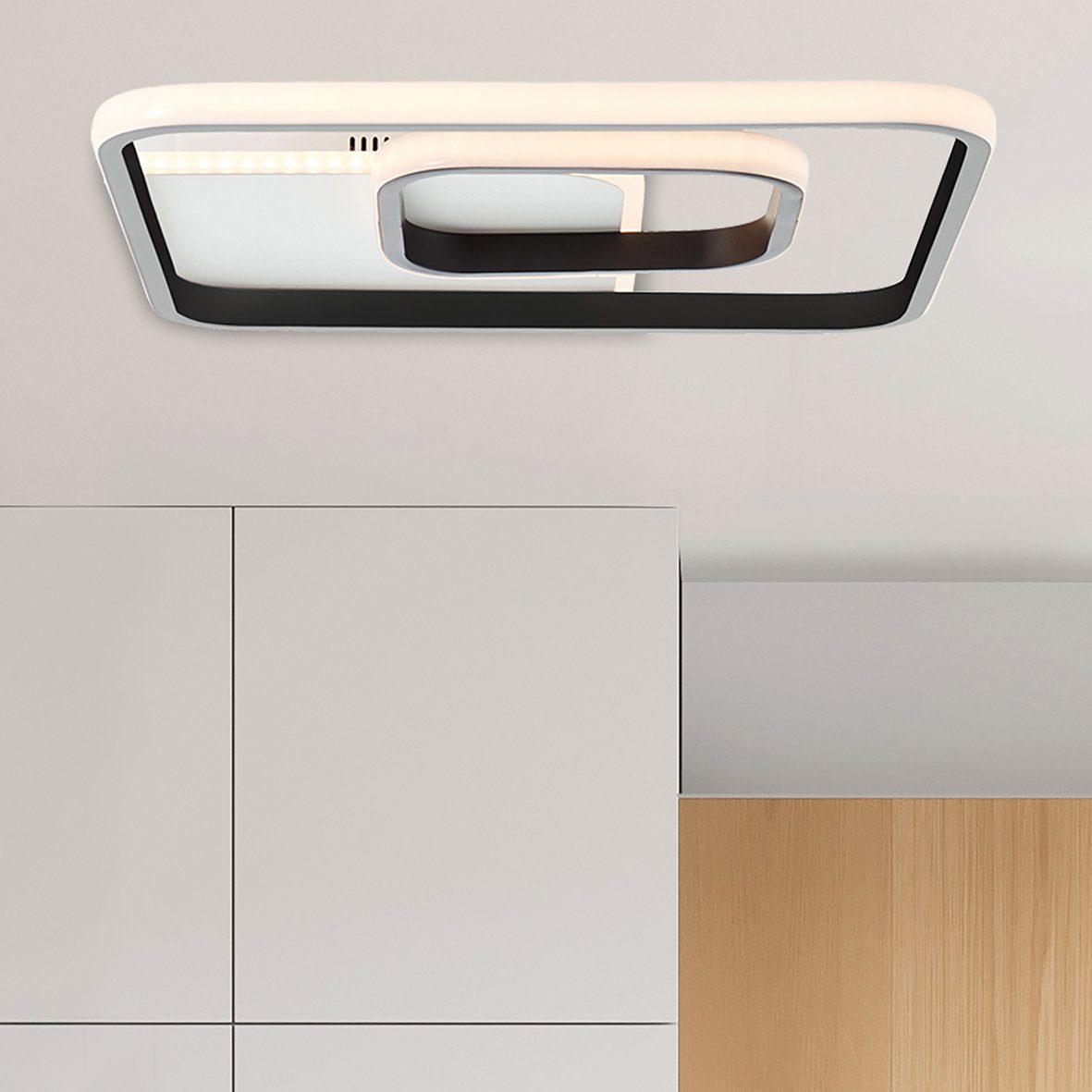 Brilliant Leuchten Led-plafondlamp Merapi 41 x 41 cm, 3600 lm, warmwit licht, metaal, kunststof, wit/zwart (1 stuk)